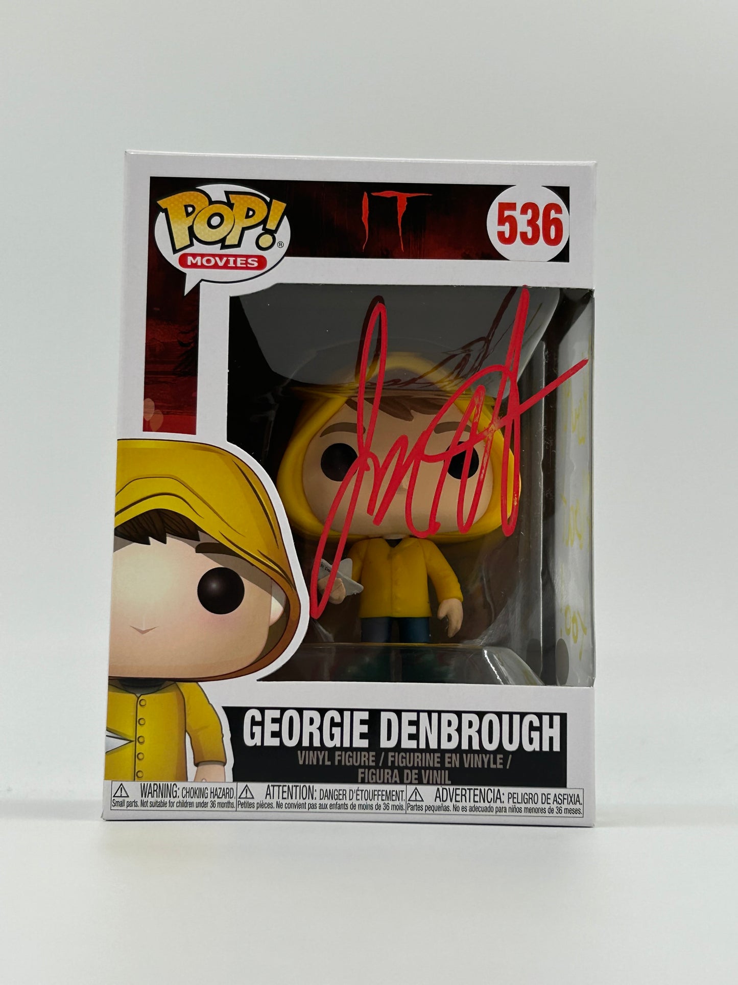Jackson Robert Scott Signed And Inscribed "You'll Float Too" Georgie Denbrough "IT" #536 Funko Pop! Vinyl Figure (JSA)