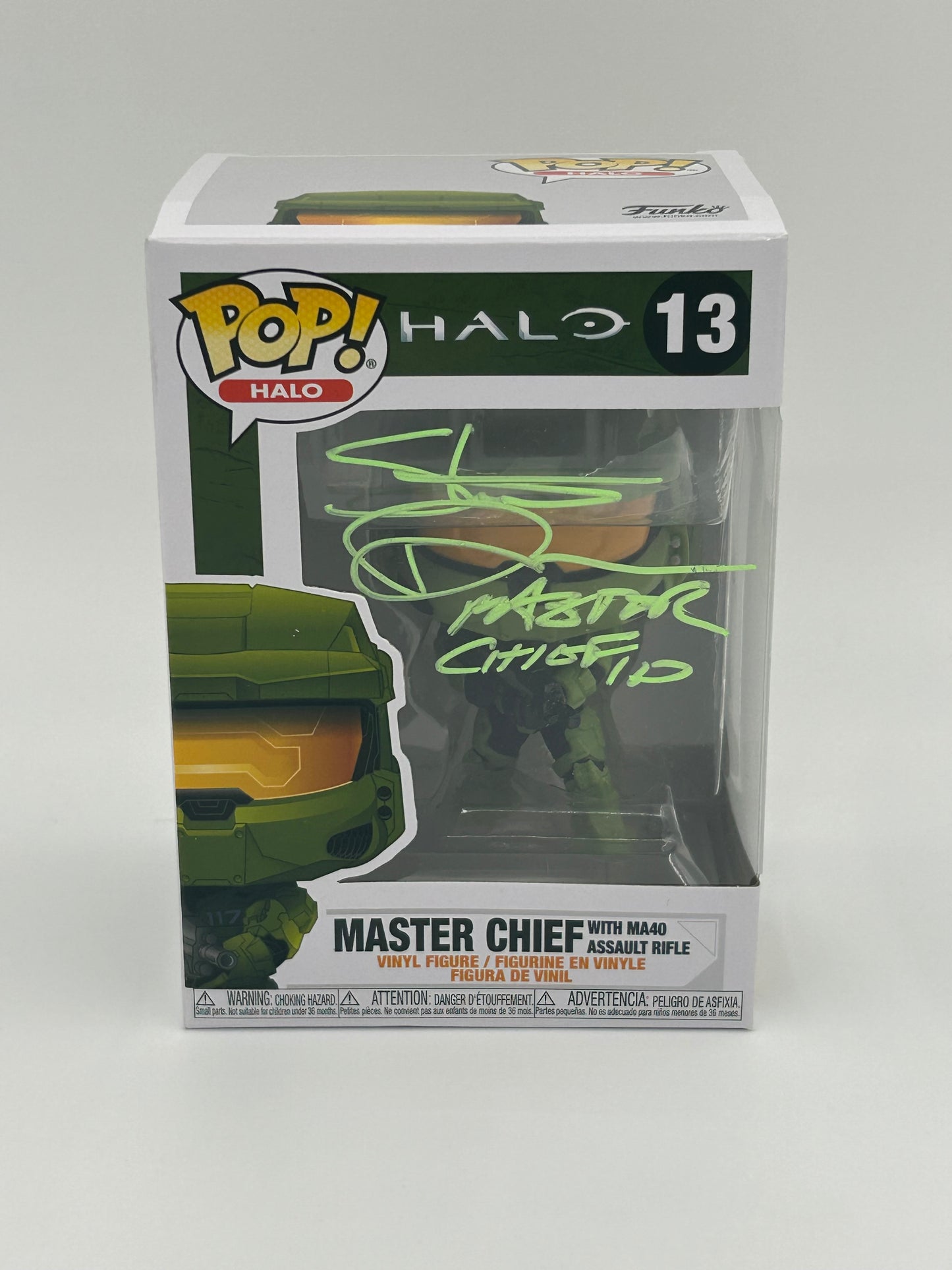 Steve Downes Signed and Inscribed "Master Chief 117" Master Chief "Halo" #13 Funko Pop! Vinyl Figure (JSA Witnessed)