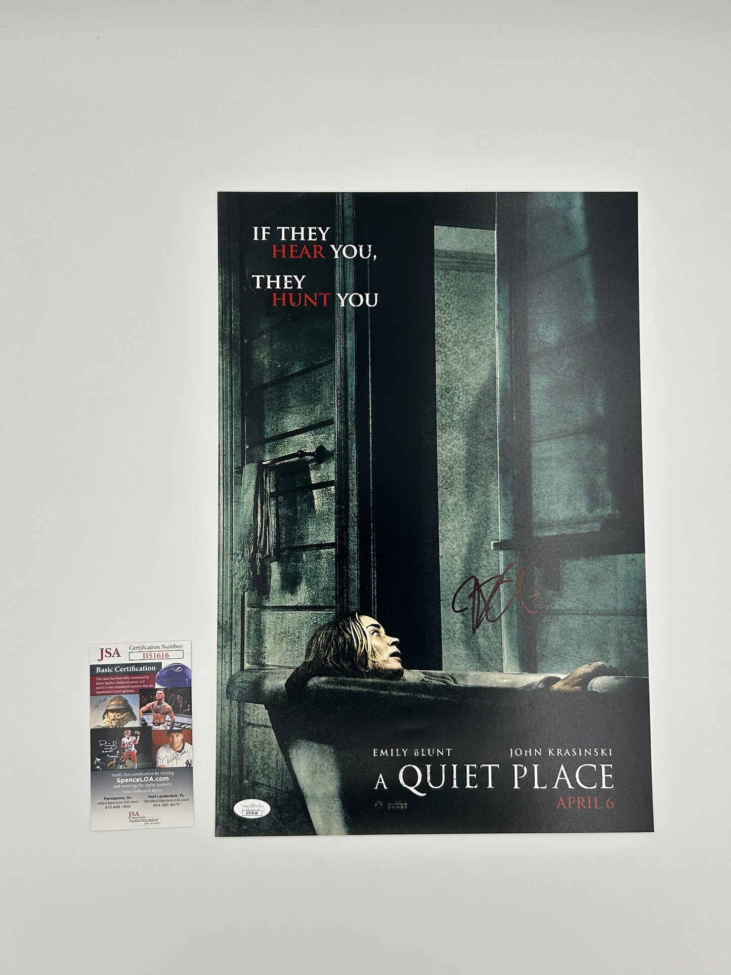 John Krasinski Signed "A Quiet Place" 12x18 Poster (JSA)
