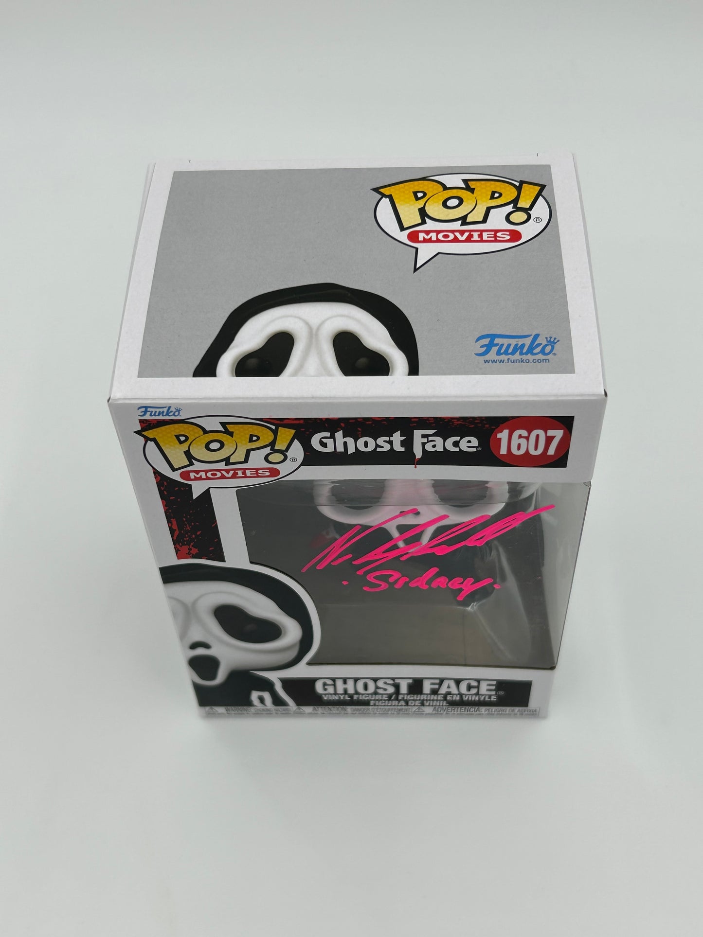 Neve Campbell Signed and Inscribed "Sidney" Ghost Face "Scream" #1607 Funko Pop! Vinyl Figure (Beckett Witnessed)