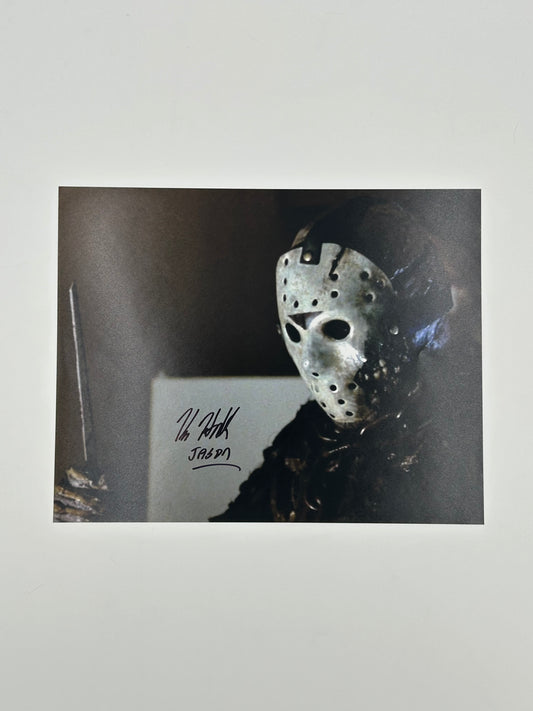 Kane Hodder Signed And Inscribed "Jason" "Friday the 13th" 11x14 Photo (ACOA)