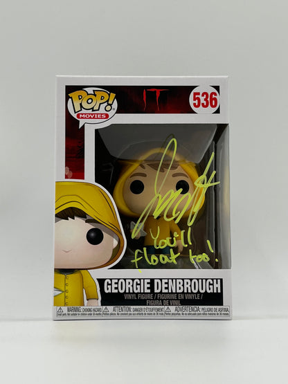 Jackson Robert Scott Signed and Inscribed "You'll Float Too!" Georgie Denbrough "IT" #536 Funko Pop! Vinyl Figure (JSA)