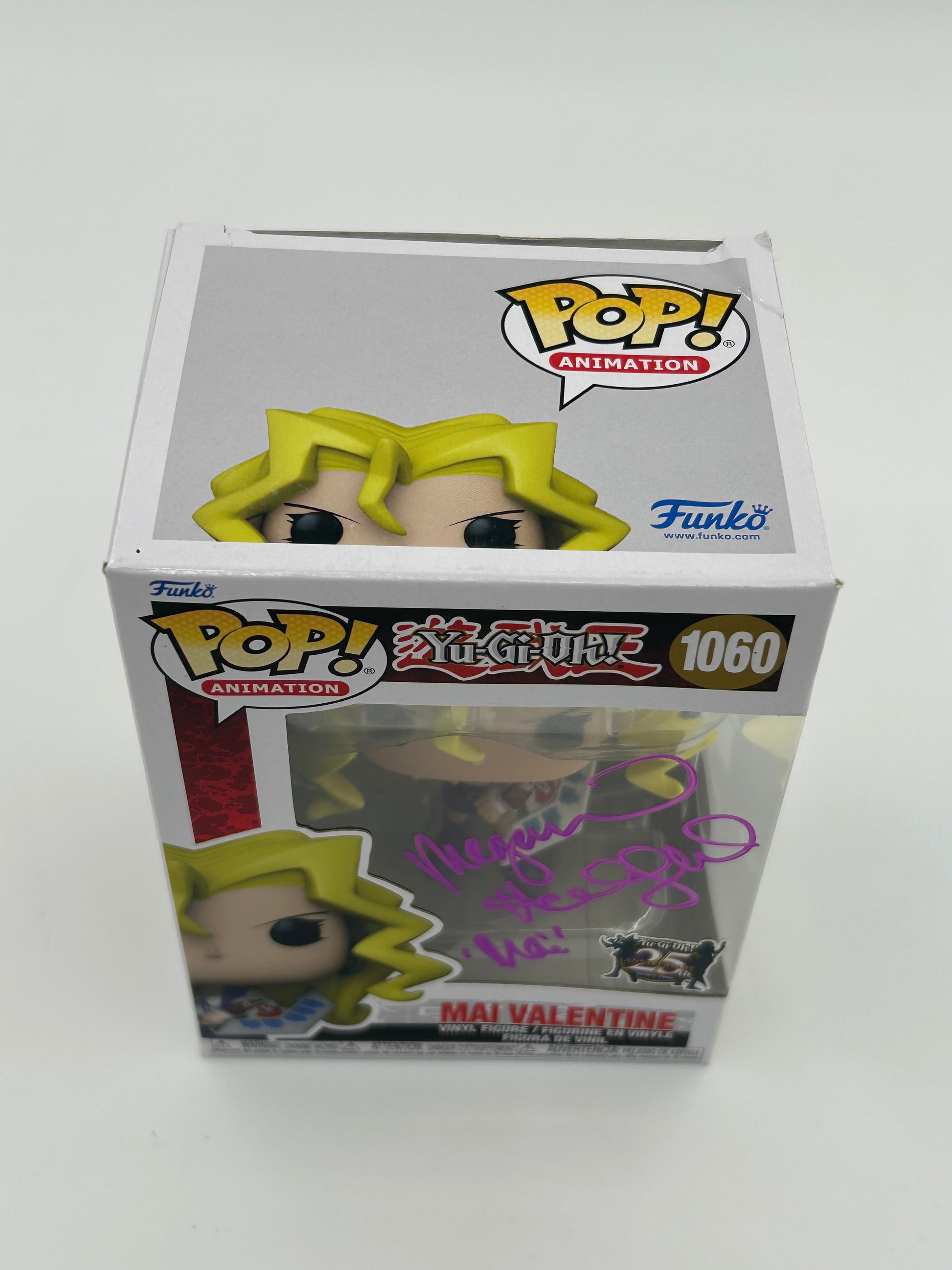Photo of Megan Hollingshead Signed and Inscribed "Mai" Mai Valentine "Yu-Gi-Oh!" #1060 Funko Pop! Vinyl Figure (JSA) (See Description) at InkedAuction.com.