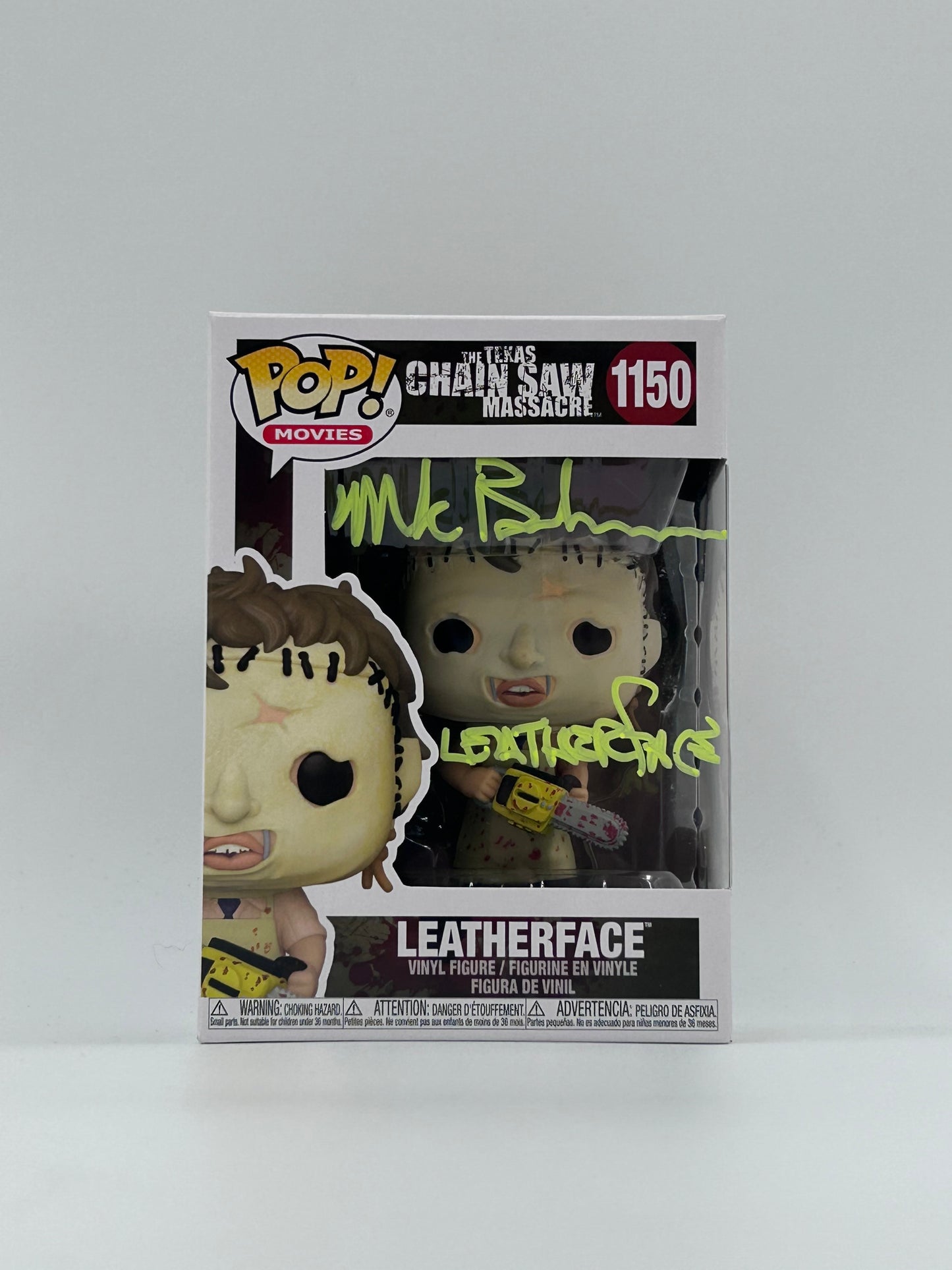 Mark Burnham Signed and Inscribed Leatherface "The Texas Chainsaw Massacre" #1150 Funko Pop! Vinyl Figure (JSA)