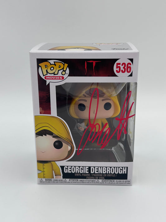 Jackson Robert Scott Signed and Inscribed "You'll Float Too!" Georgie Denbrough "IT" #536 Funko Pop! Vinyl Figure (JSA)