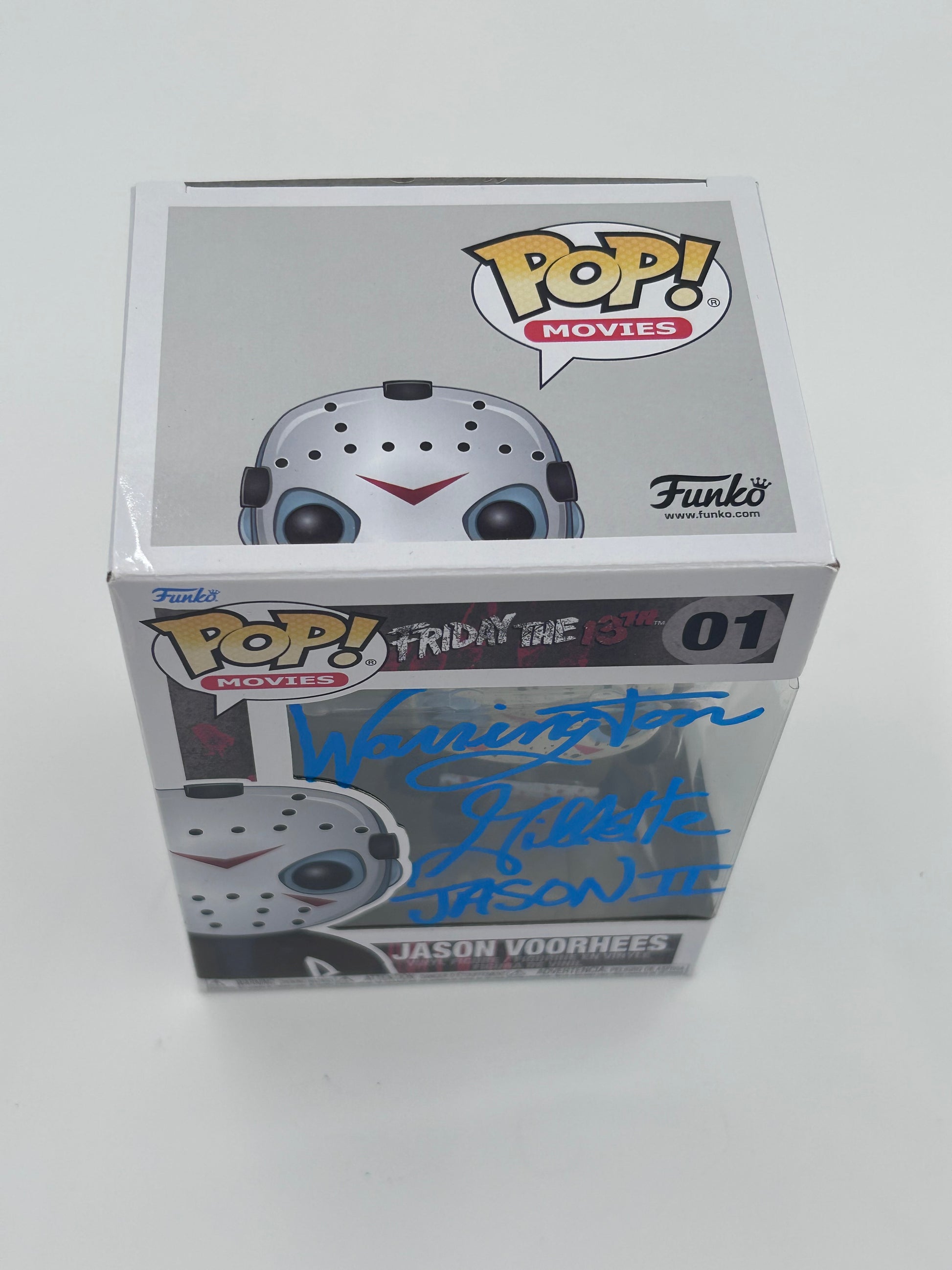 Photo of Warrington Gillette Signed and Inscribed "Jason II" Jason Voorhees "Friday The 13th" #01 Funko Pop! Vinyl Figure (Beckett Witnessed) at InkedAuction.com.