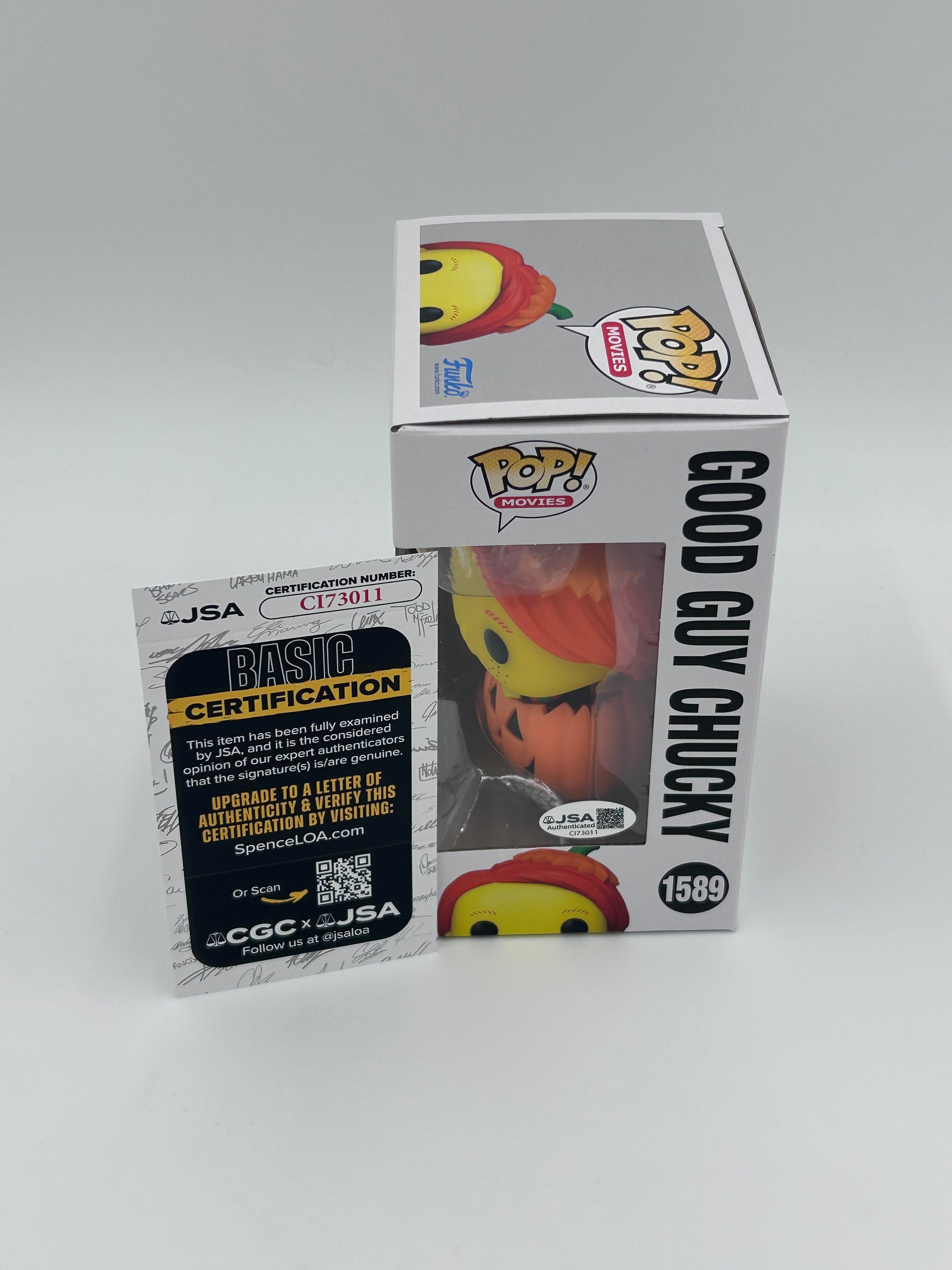 Photo of Alex Vincent Signed And Inscribed "Chucky Will Find Me!" Good Guy Chucky "CHUCKY" #1589 Funko Pop! Vinyl Figure (JSA) at InkedAuction.com.