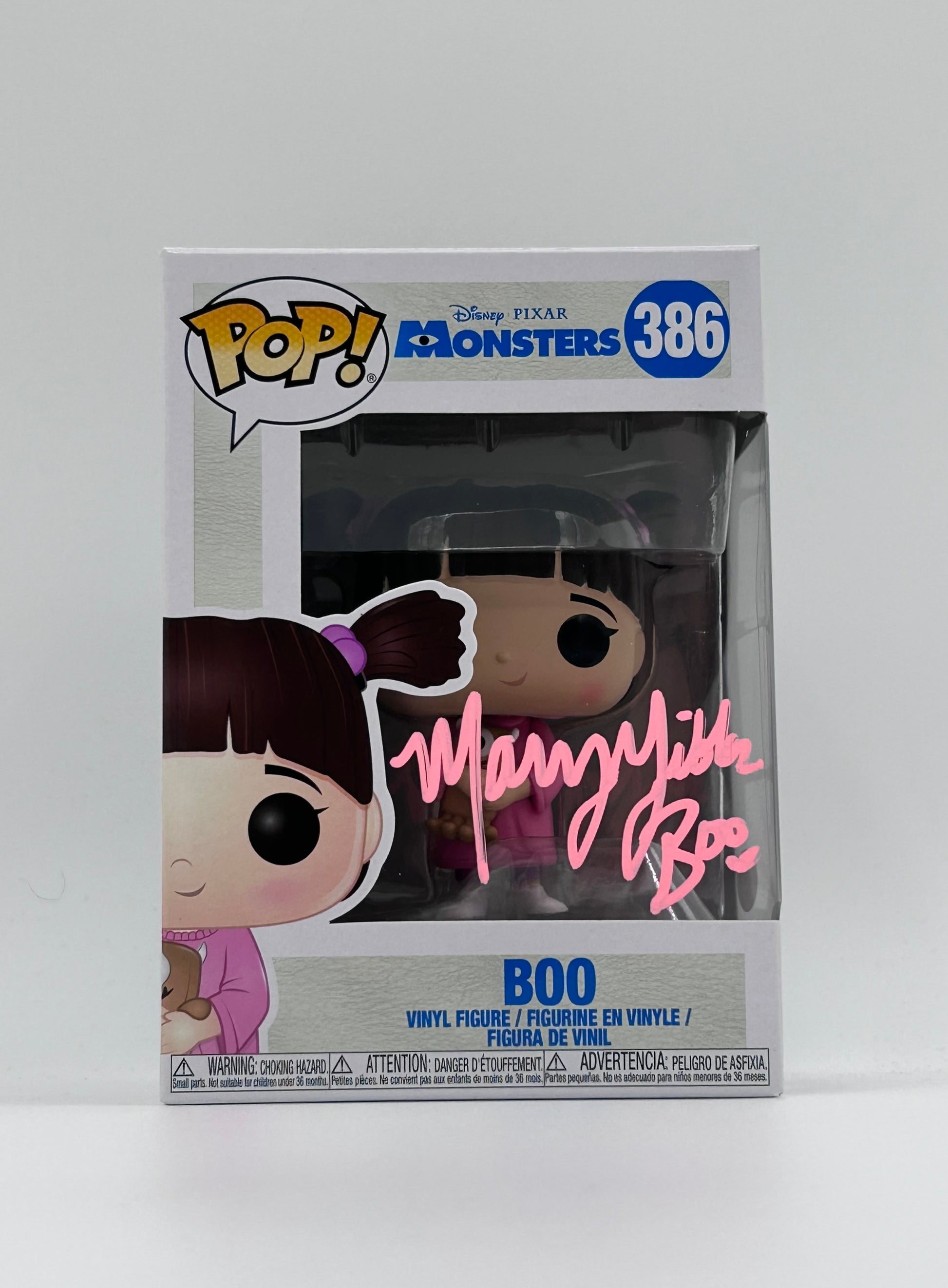 Photo of Mary Gibbs Signed And Inscribed "Boo" Boo "Monsters Inc" #386 Funko Pop! Vinyl Figure (JSA Witnessed) at InkedAuction.com.
