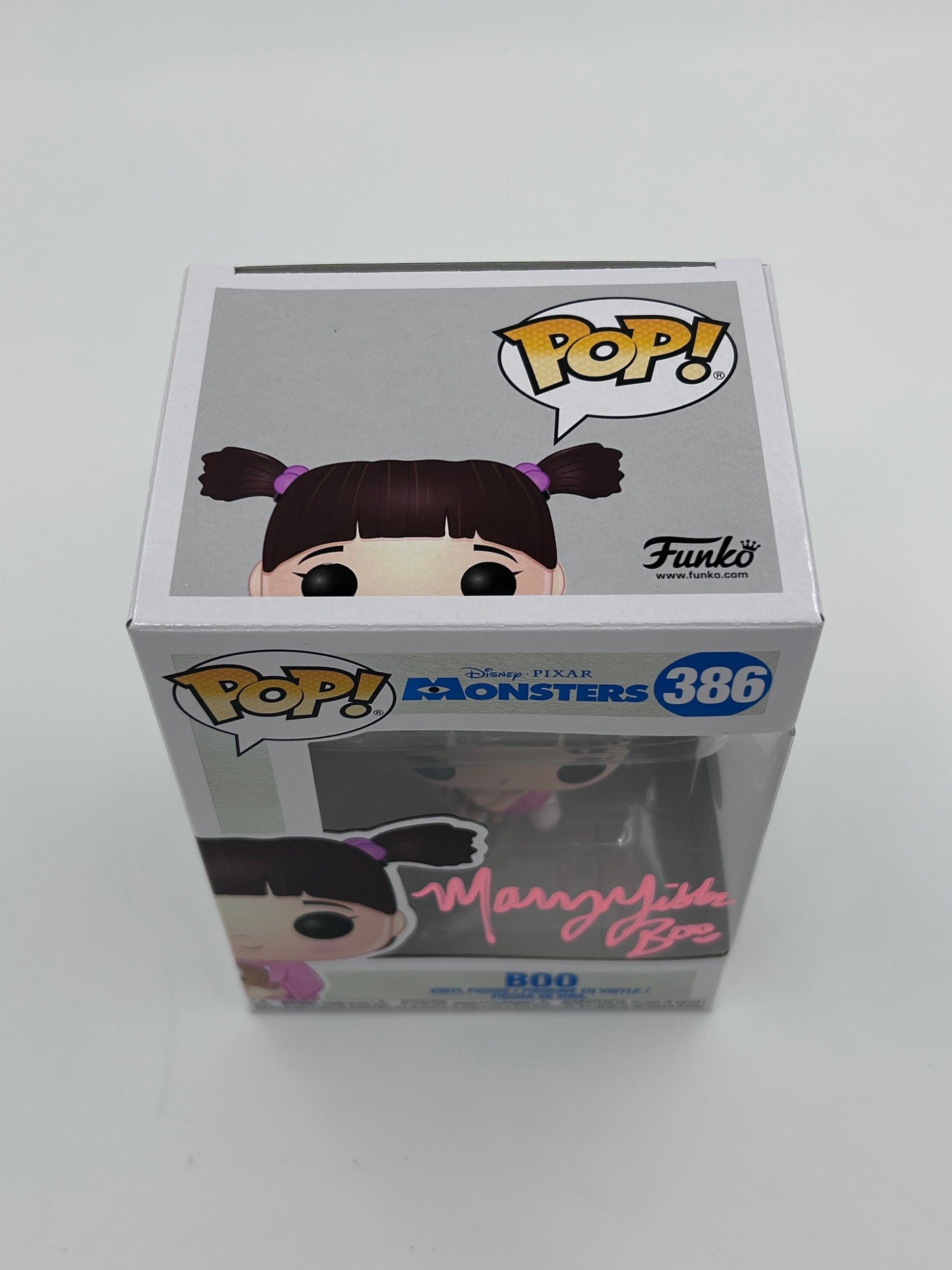 Photo of Mary Gibbs Signed And Inscribed "Boo" Boo "Monsters Inc" #386 Funko Pop! Vinyl Figure (JSA Witnessed) at InkedAuction.com.