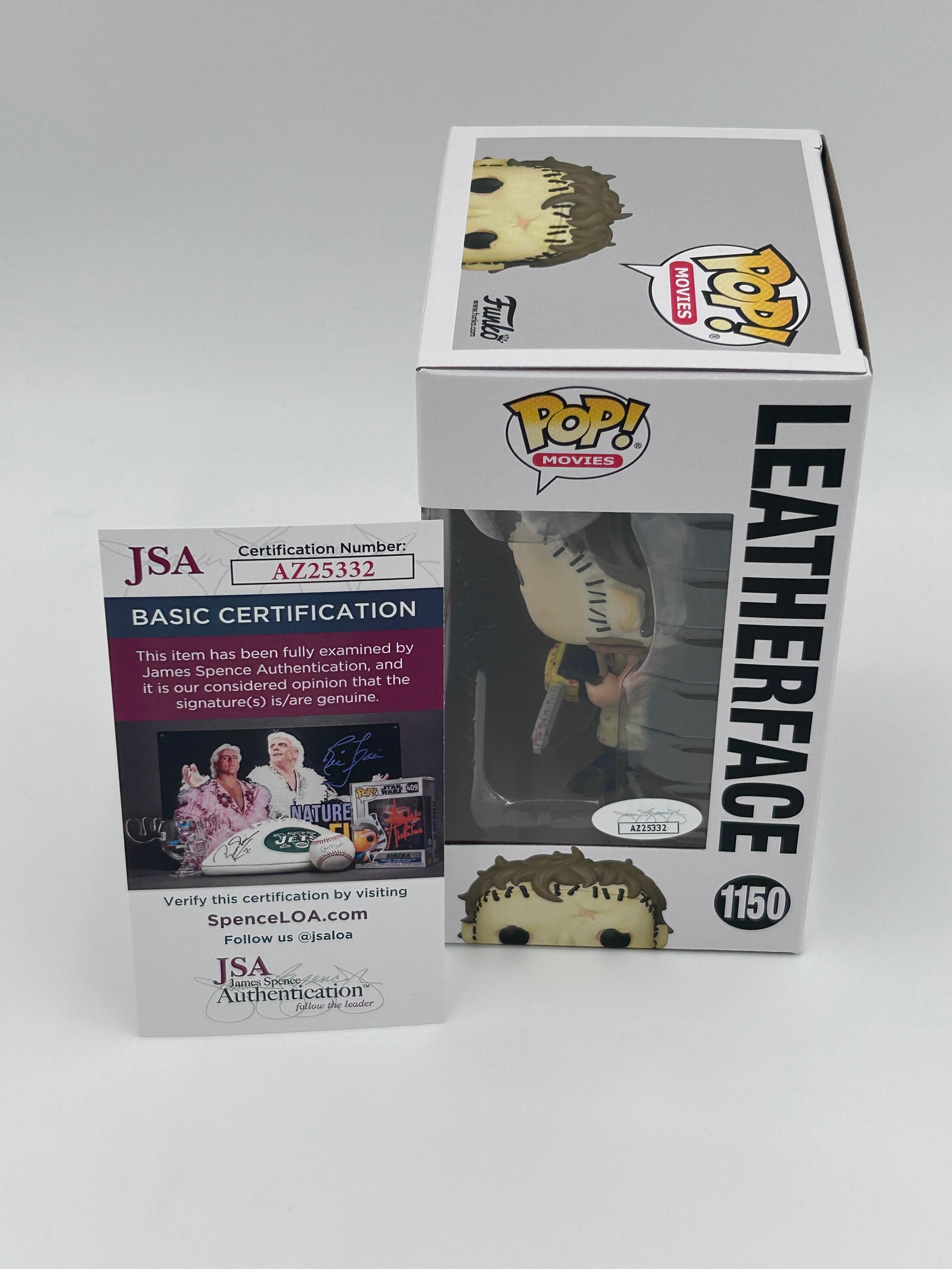 Photo of Mark Burnham Signed and Inscribed Leatherface "The Texas Chainsaw Massacre" #1150 Funko Pop! Vinyl Figure (JSA) at InkedAuction.com.
