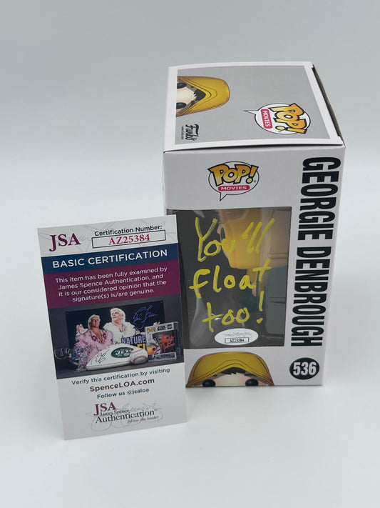 Jackson Robert Scott Signed and Inscribed "You'll Float Too!" Georgie Denbrough "IT" #536 Funko Pop! Vinyl Figure (JSA)
