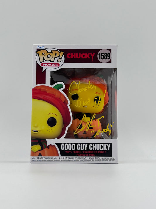 Alex Vincent Signed And Inscribed "Chucky Did It!" Good Guy Chucky "CHUCKY" #1589 Funko Pop! Vinyl Figure (JSA)