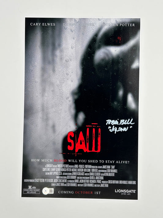 Tobin Bell Signed And Inscribed "Jigsaw" "SAW" 11x17 Poster (Beckett Witnessed)