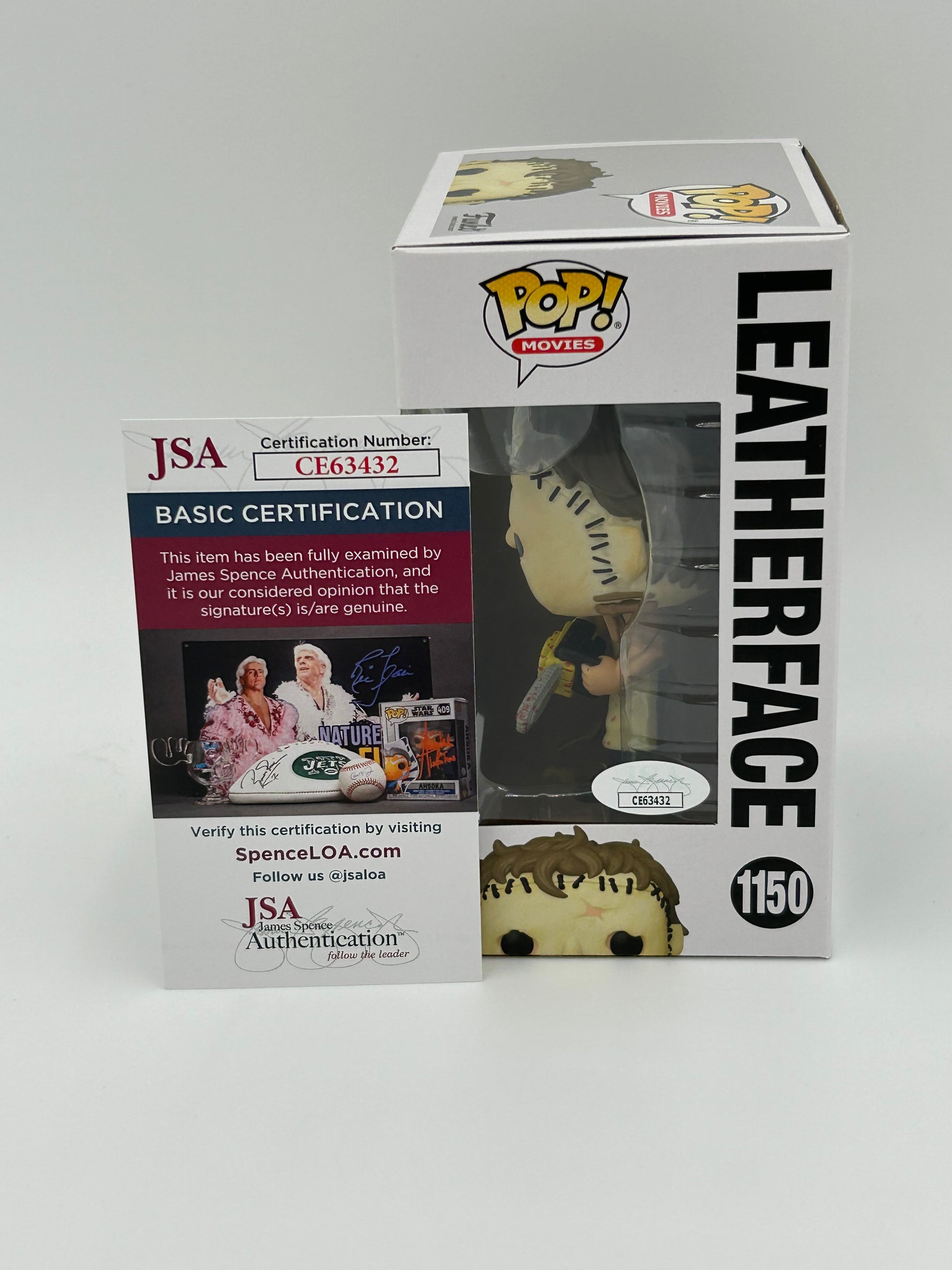Photo of Mark Burnham Signed and Inscribed Leatherface "The Texas Chainsaw Massacre" #1150 Funko Pop! Vinyl Figure (JSA) at InkedAuction.com.