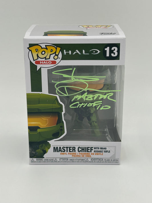Steve Downes Signed and Inscribed "Master Chief 117" Master Chief "Halo" #13 Funko Pop! Vinyl Figure (JSA Witnessed)