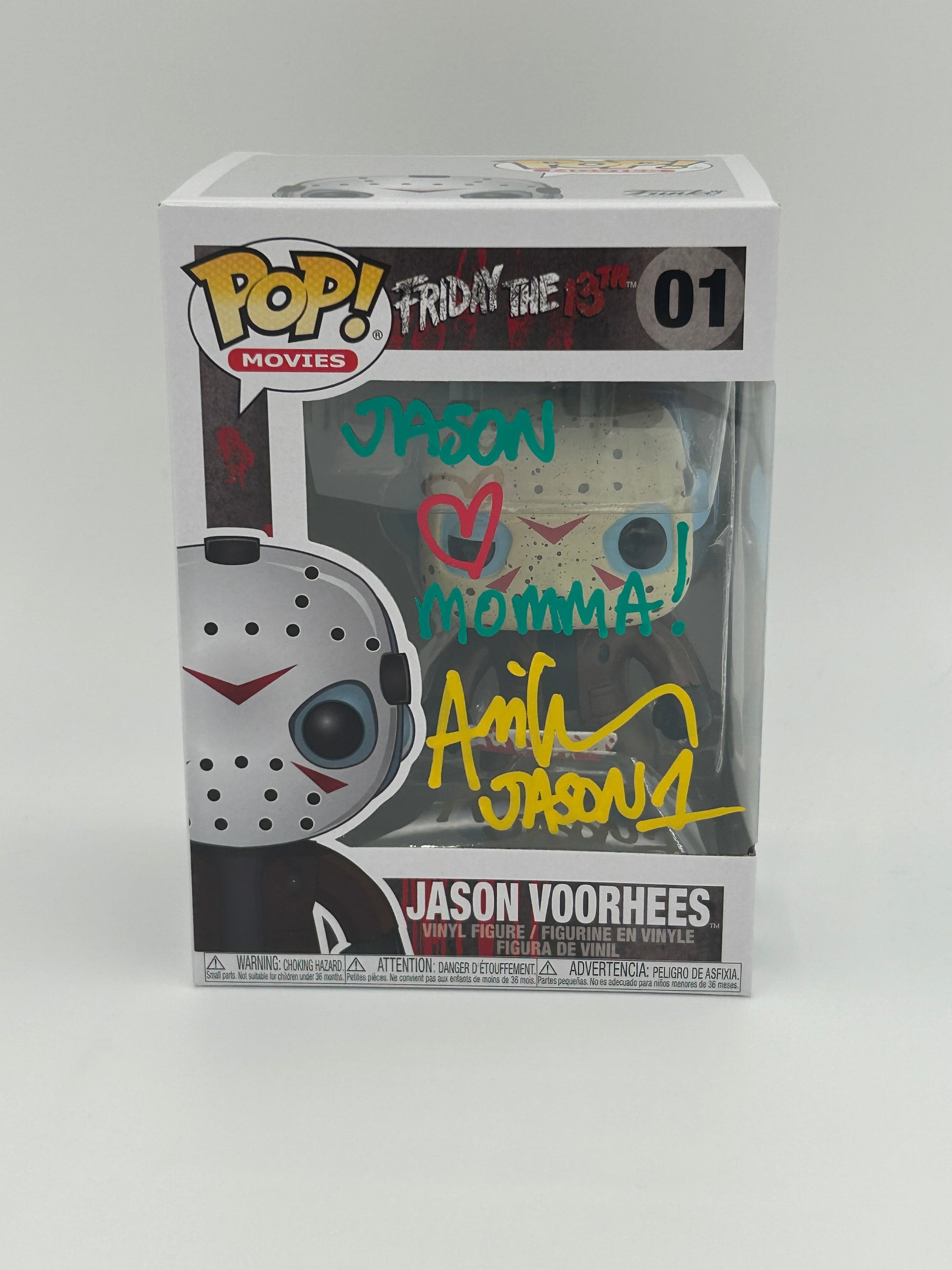Photo of Ari Lehman Signed and Inscribed "Jason <3 Momma!" and "Jason 1" Jason Voorhees "Friday the 13th" #01 Funko Pop! Vinyl Figure (JSA) at InkedAuction.com.