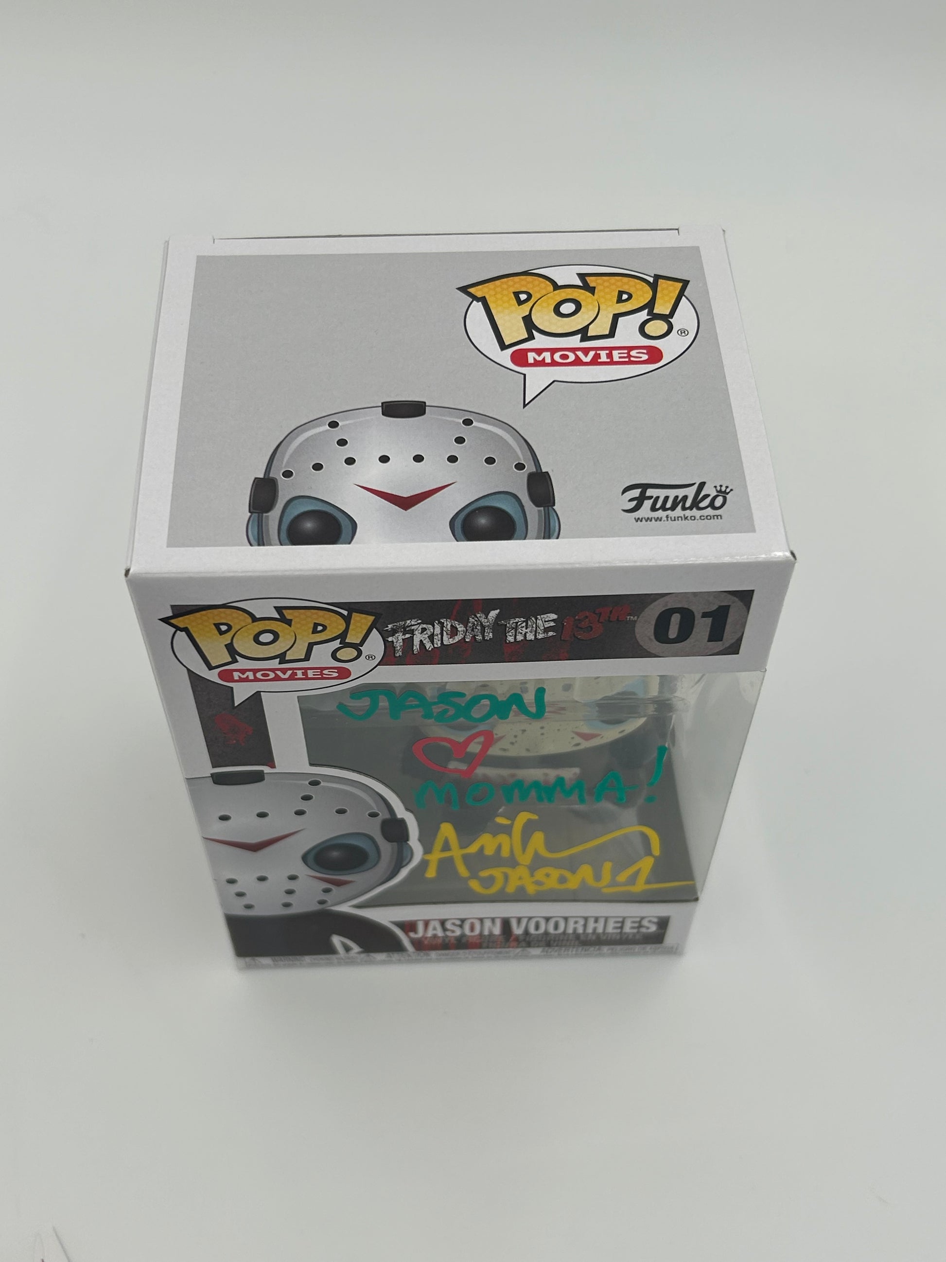 Photo of Ari Lehman Signed and Inscribed "Jason <3 Momma!" and "Jason 1" Jason Voorhees "Friday the 13th" #01 Funko Pop! Vinyl Figure (JSA) at InkedAuction.com.