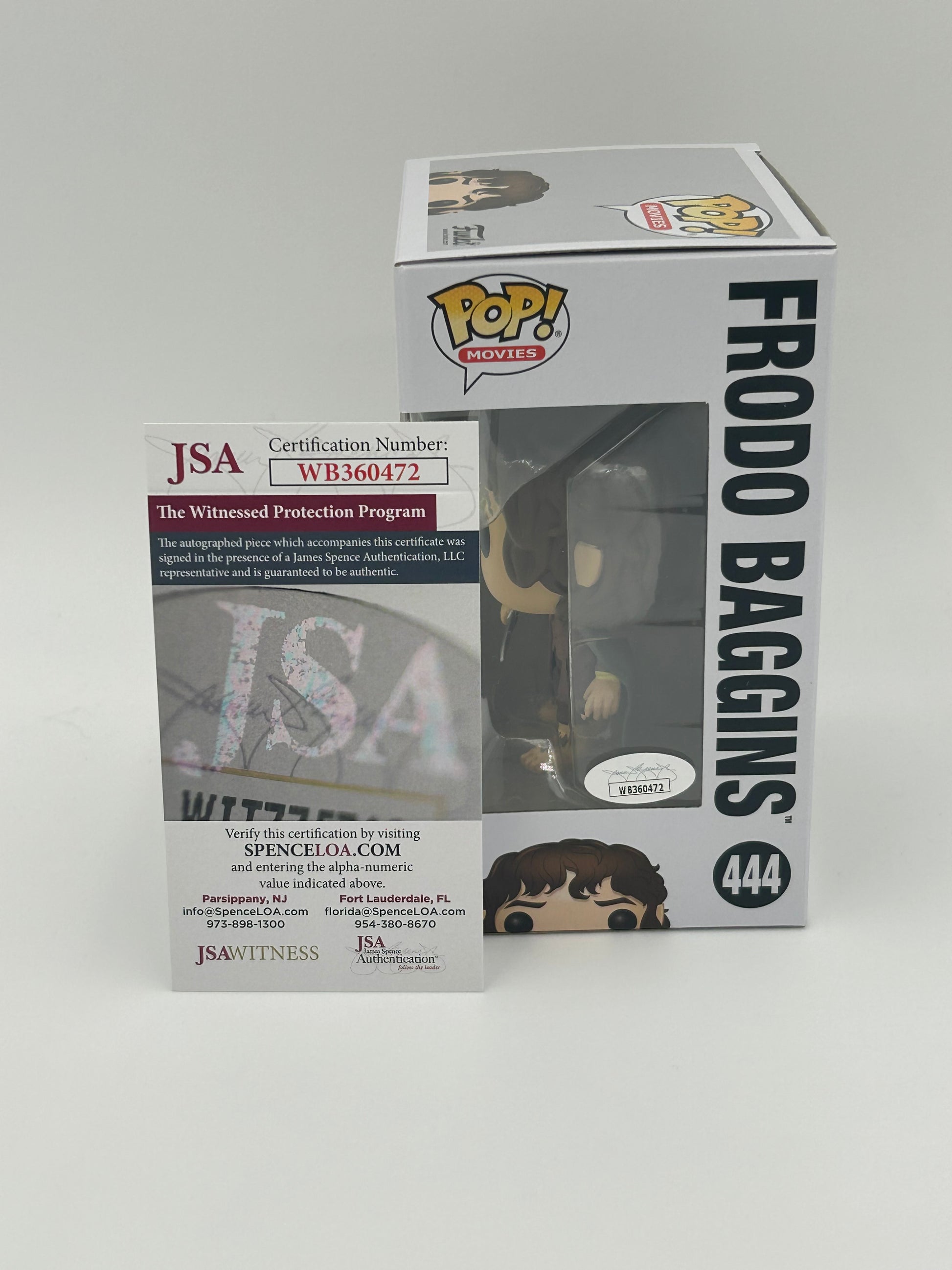 Photo of Elijah Wood Signed Frodo Baggins "The Lord of the Rings" #444 Funko Pop! Vinyl Figure (JSA Witnessed) at InkedAuction.com.