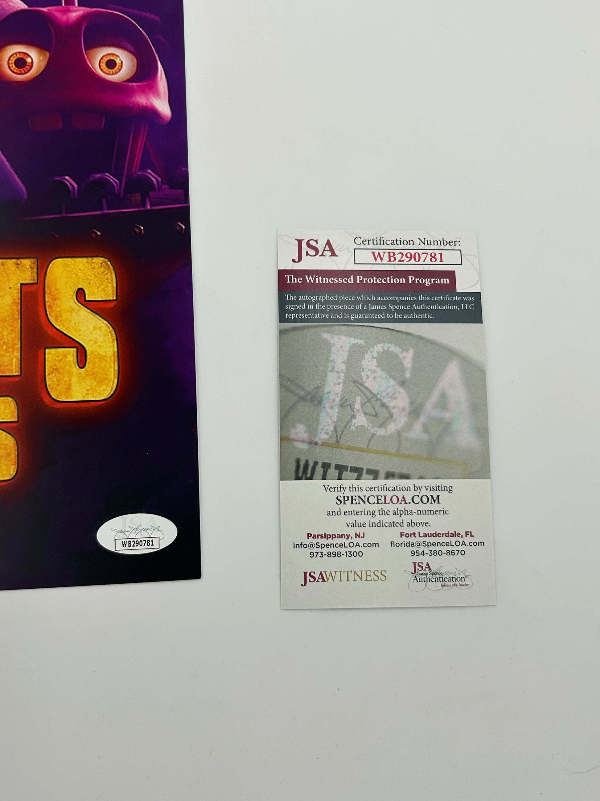 Photo of Matthew Lillard Signed and Inscribed "Afton" "Five Nights At Freddy's" 11x17 Poster (JSA Witnessed) at InkedAuction.com.