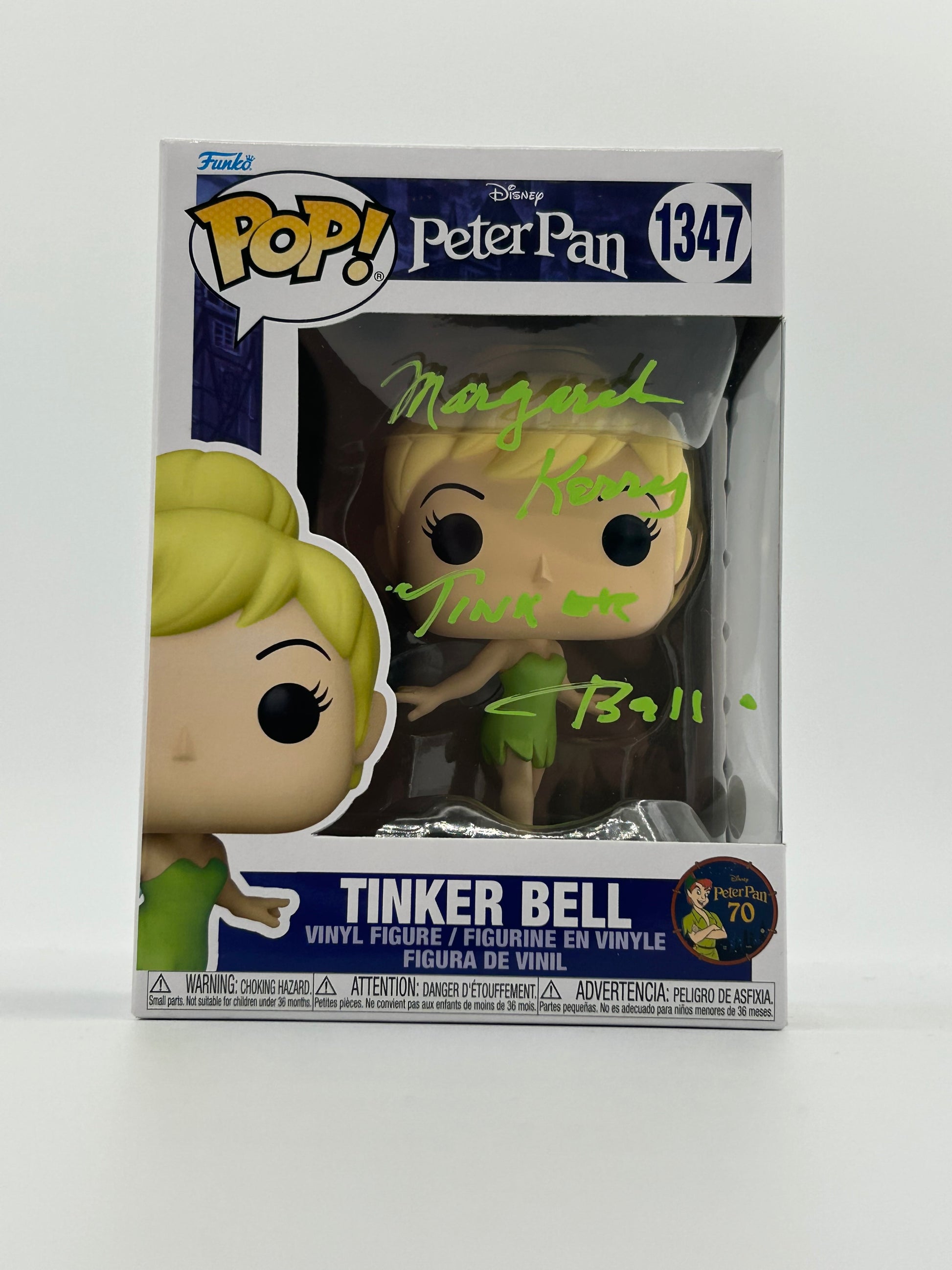 Photo of Margaret Kerry Signed and Inscribed "Tinker Bell" Tinker Bell "Peter Pan" #1347 Funko Pop! Vinyl Figure (JSA Witnessed) at InkedAuction.com.