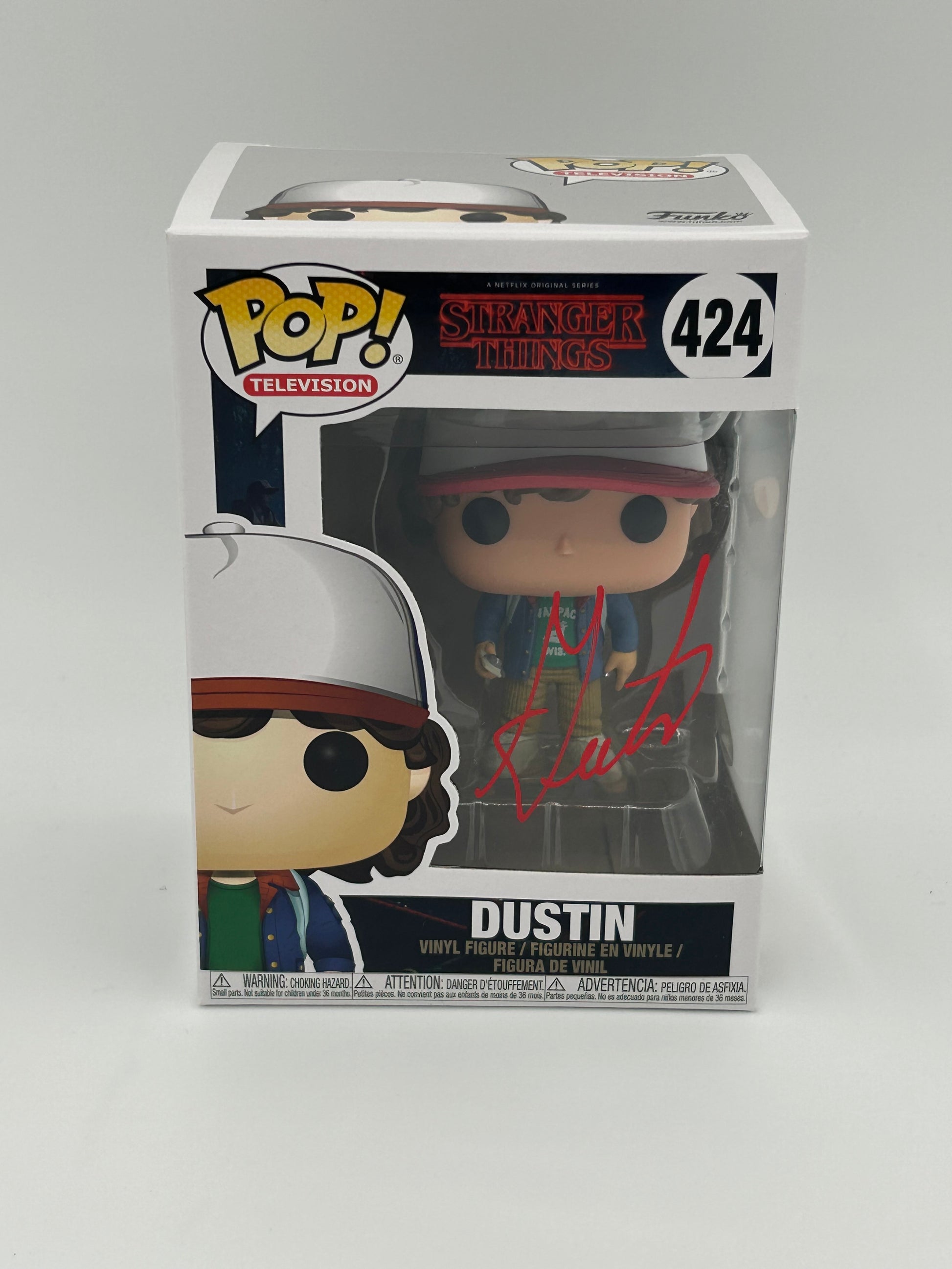 Photo of Gaten Matarazzo Signed Dustin "Stranger Things" #424 Funko Pop! Vinyl Figure (JSA) at InkedAuction.com.