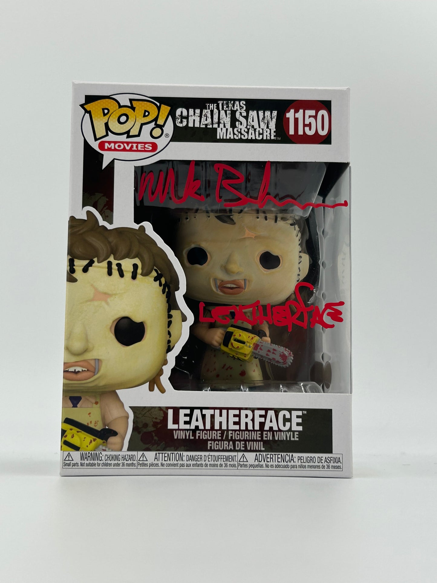 Mark Burnham Signed and Inscribed Leatherface "The Texas Chainsaw Massacre" #1150 Funko Pop! Vinyl Figure (JSA)
