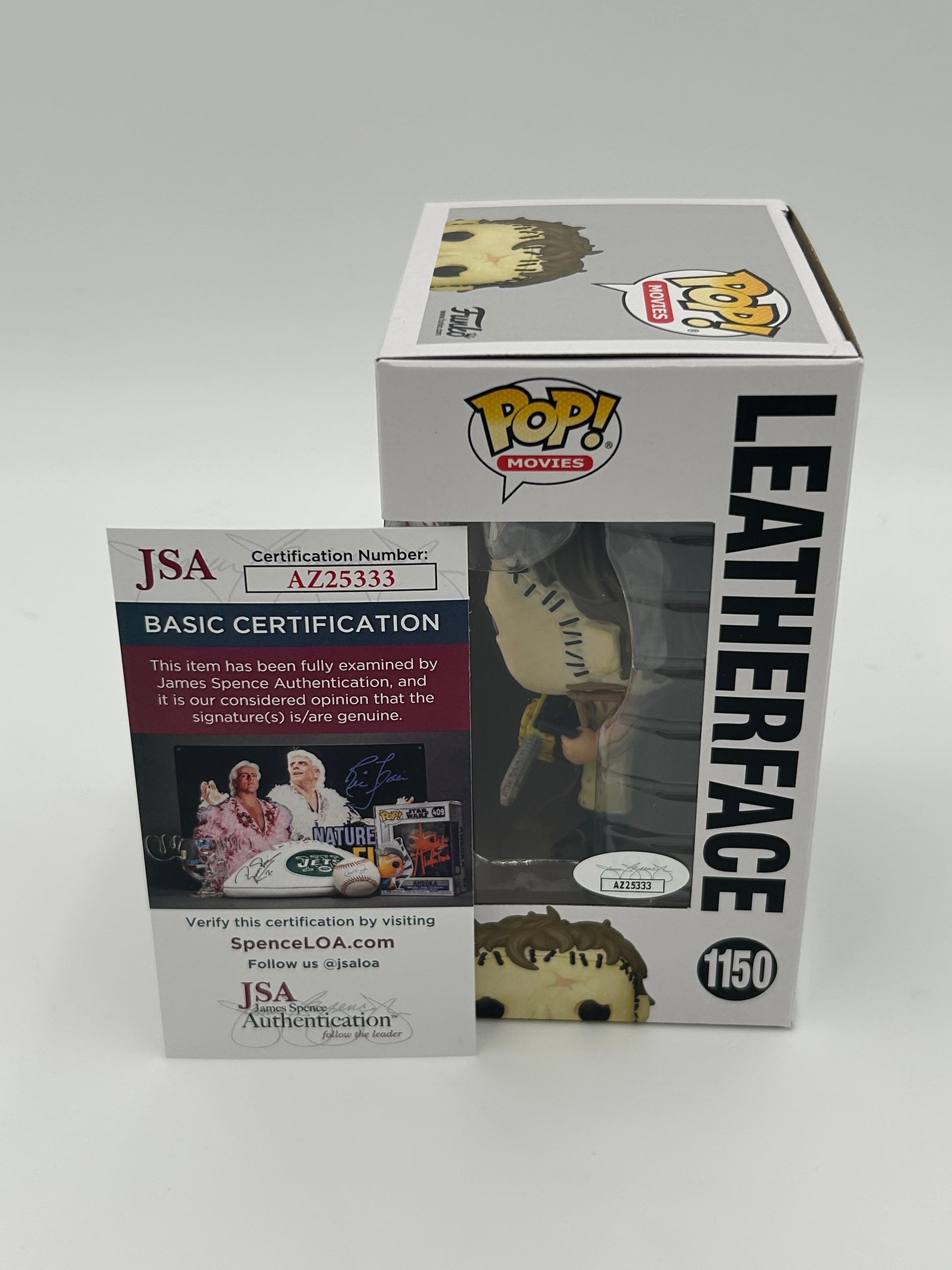 Photo of Mark Burnham Signed and Inscribed Leatherface "The Texas Chainsaw Massacre" #1150 Funko Pop! Vinyl Figure (JSA) at InkedAuction.com.