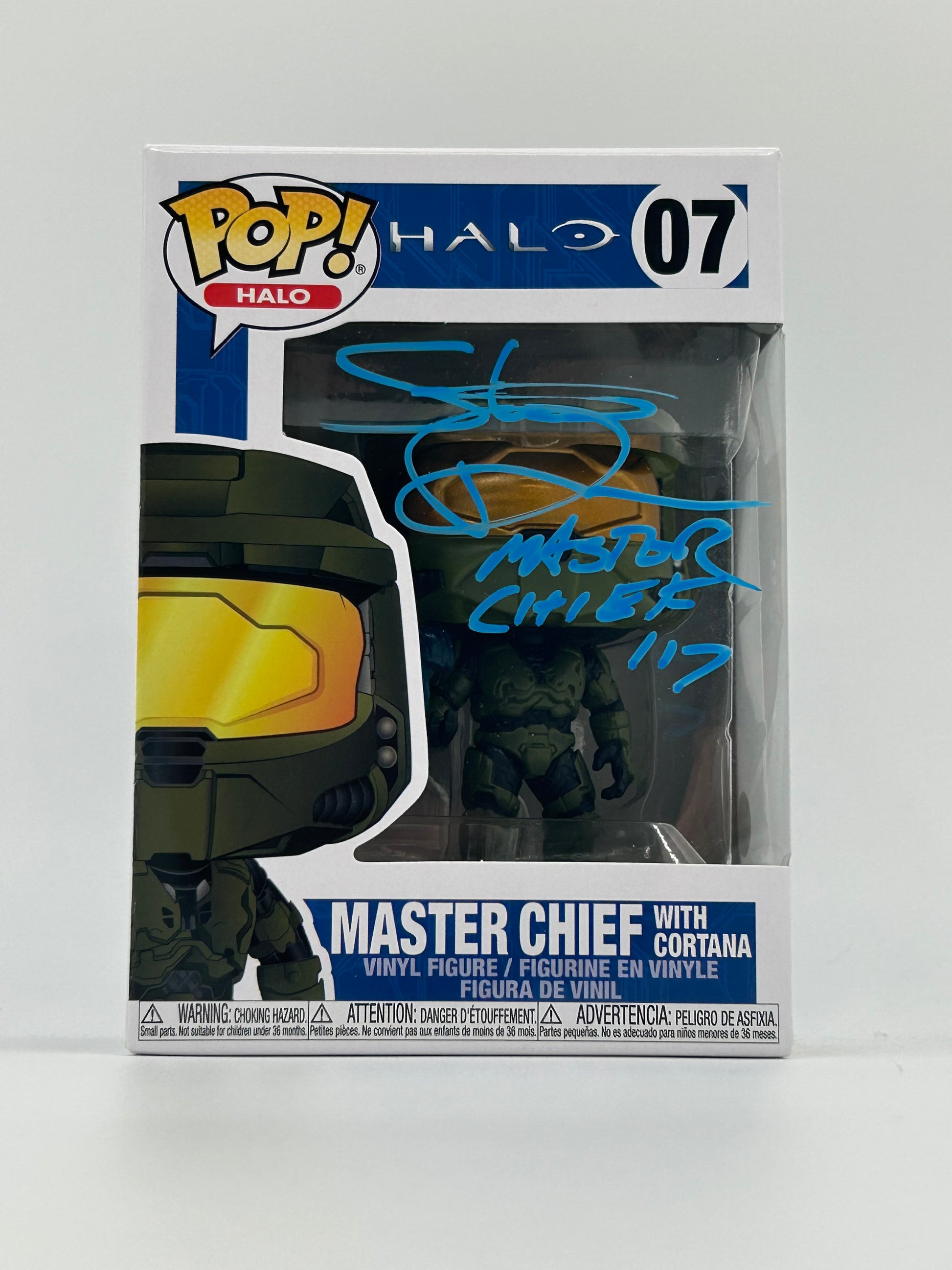 Photo of Steve Downes Signed And Inscribed "Master Chief 117" Master Chief With Cortana "Halo" #07 Funko Pop! Vinyl Figure (JSA Witnessed) at InkedAuction.com.