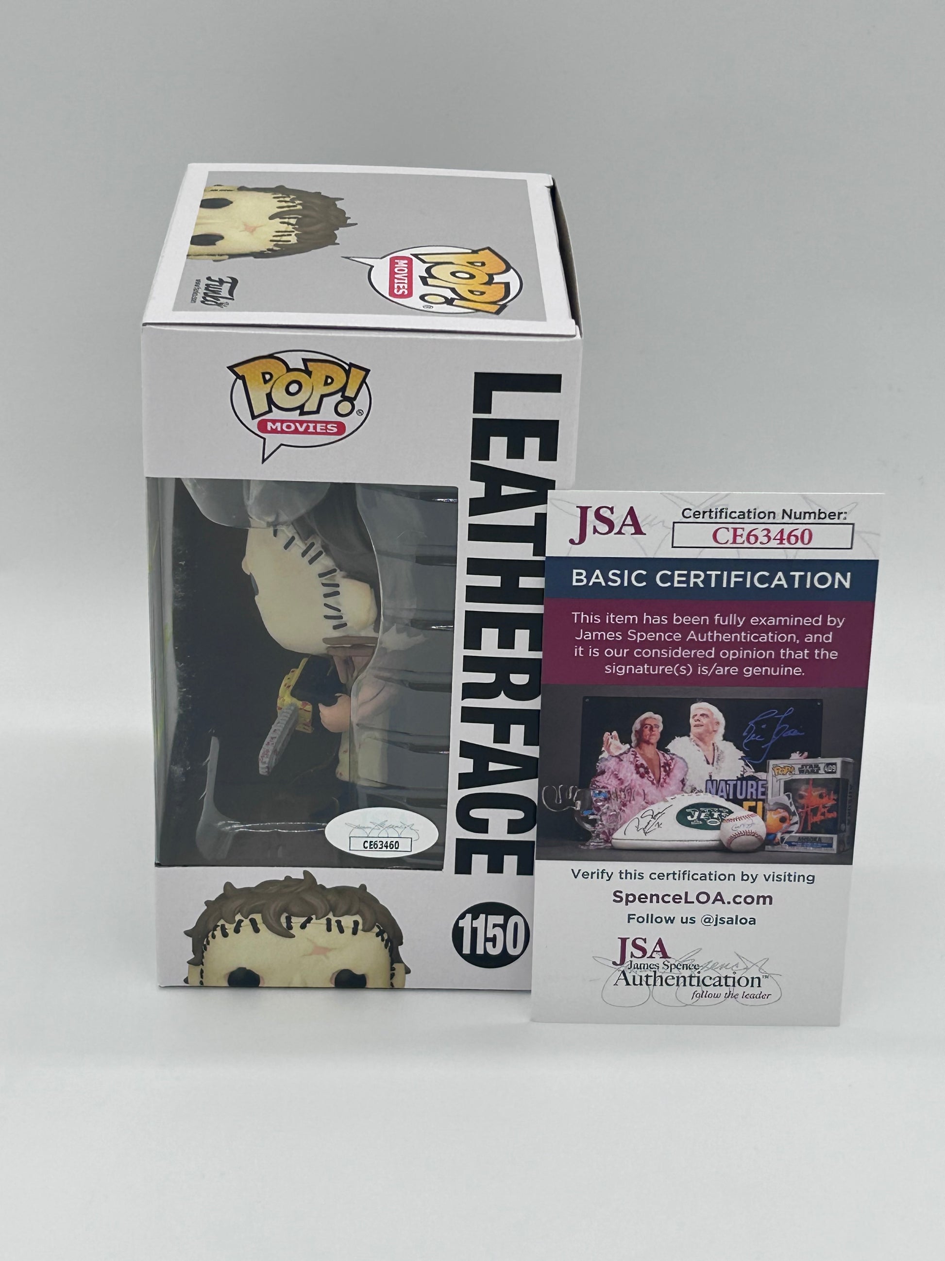 Photo of Mark Burnham Signed and Inscribed Leatherface "The Texas Chainsaw Massacre" #1150 Funko Pop! Vinyl Figure (JSA) at InkedAuction.com.