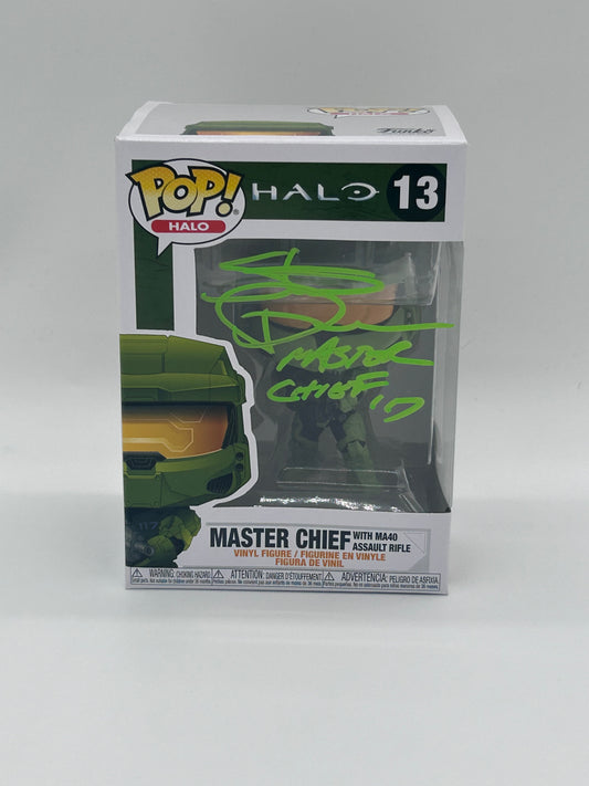 Steve Downes Signed And Inscribed "Master Chief 117" Master Chief "Halo" #13 Funko Pop! Vinyl Figure (JSA Witnessed)