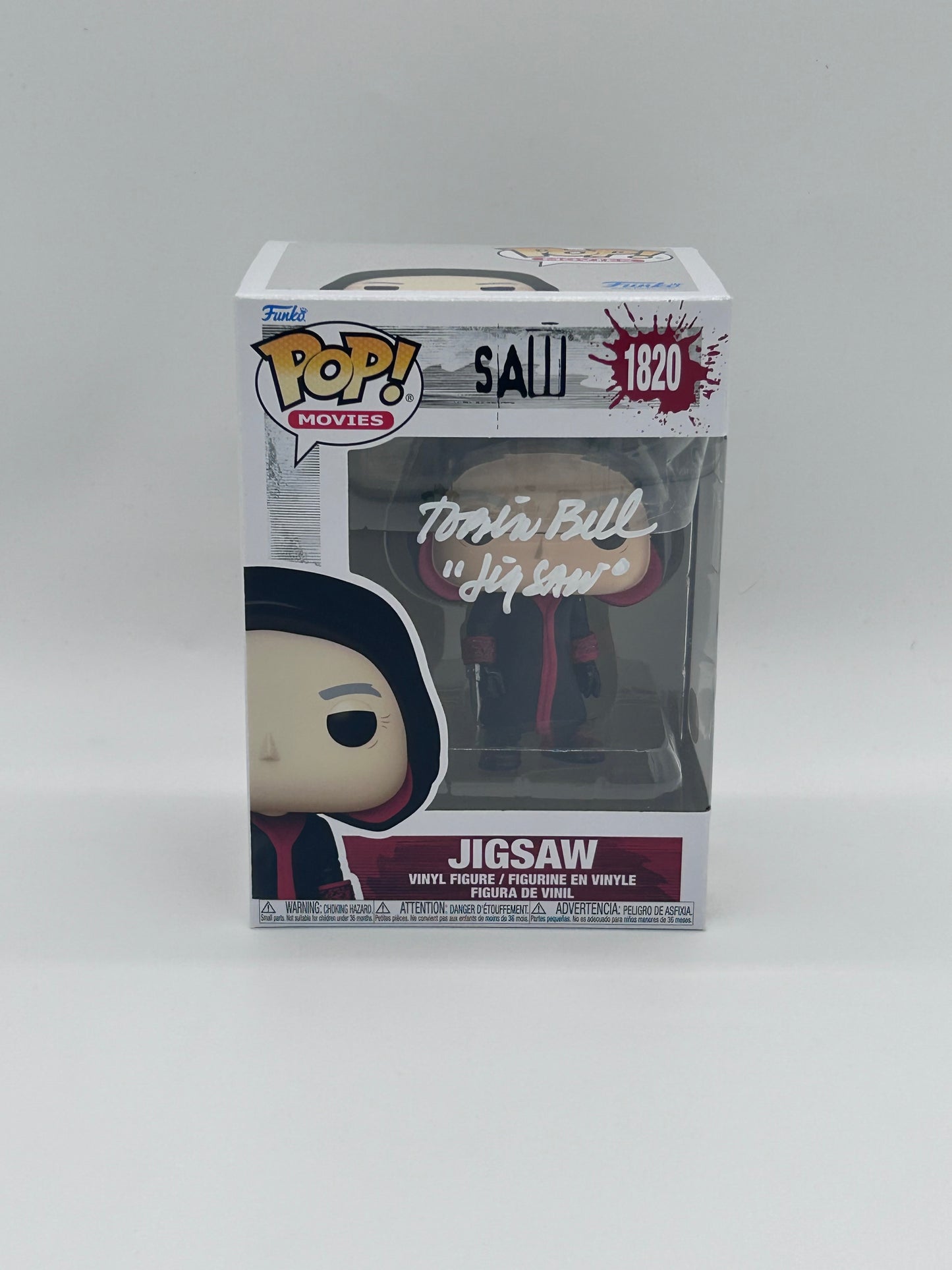 Tobin Bell Signed and Inscribed "Jigsaw" Jigsaw "SAW" #1820 Funko Pop! Vinyl Figure (JSA Witnessed)