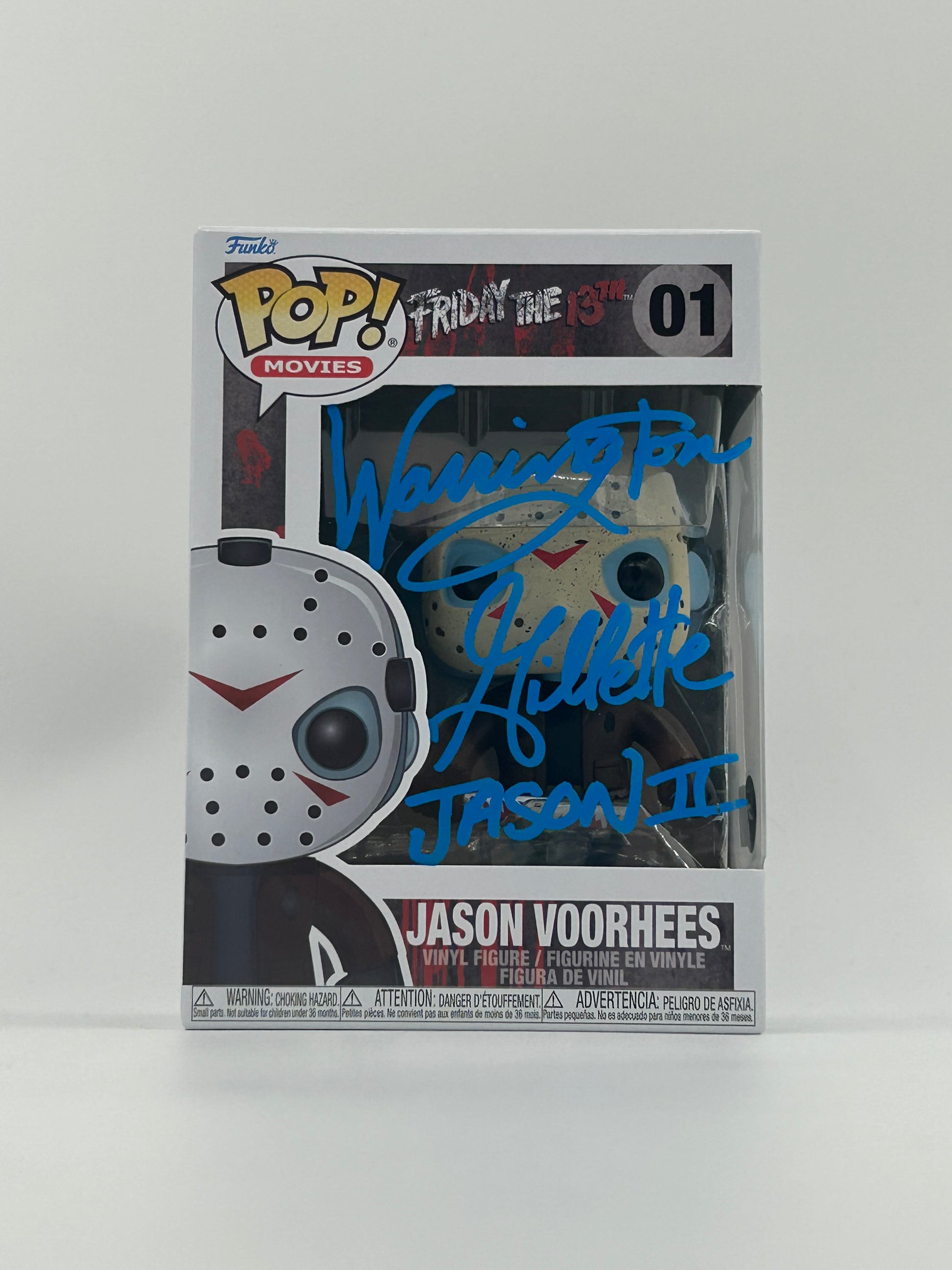 Photo of Warrington Gillette Signed and Inscribed "Jason II" Jason Voorhees "Friday The 13th" #01 Funko Pop! Vinyl Figure (Beckett Witnessed) at InkedAuction.com.
