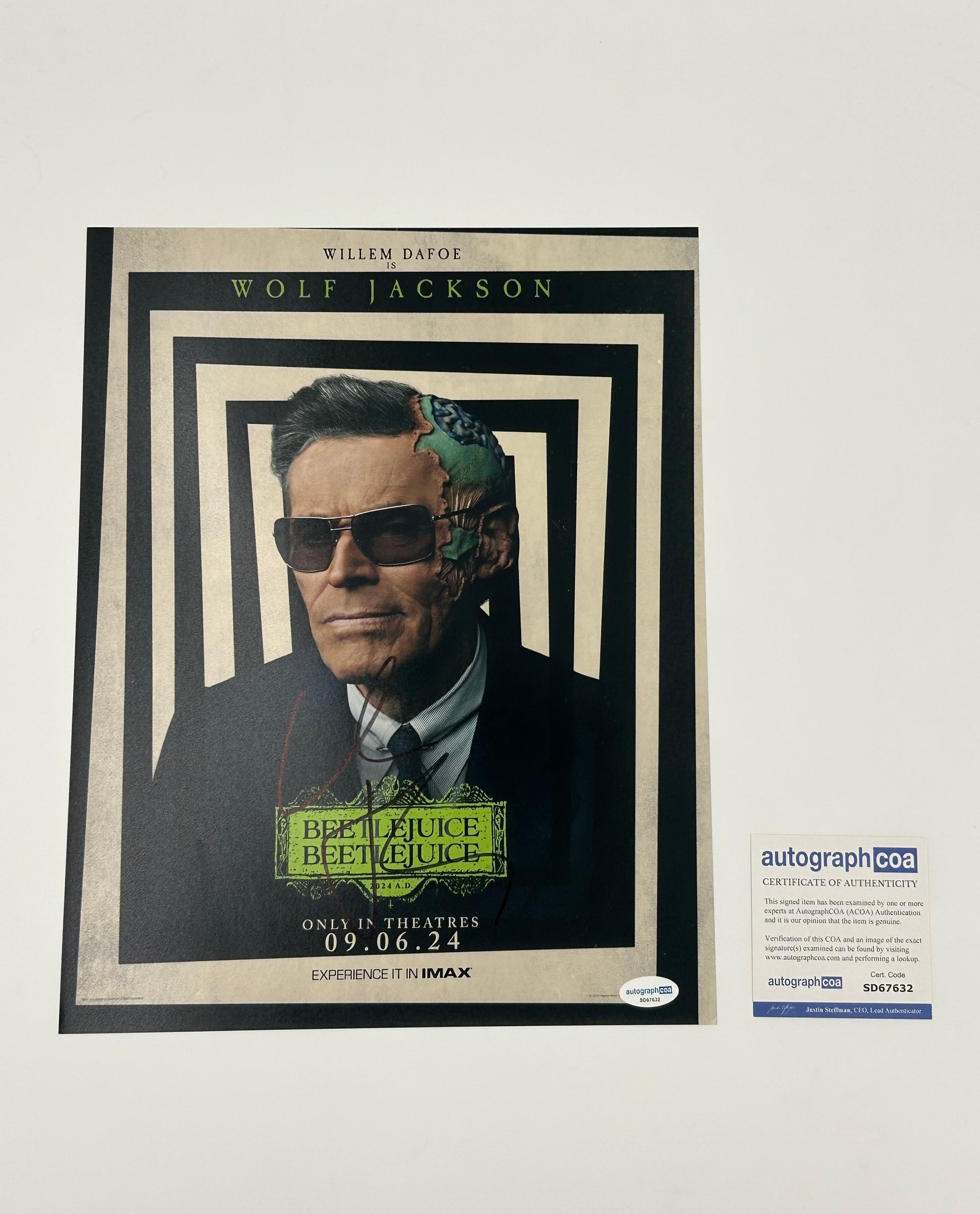 Photo of Willem Dafoe Signed "Beetlejuice Beetlejuice"11x14 Photo (ACOA) at InkedAuction.com.