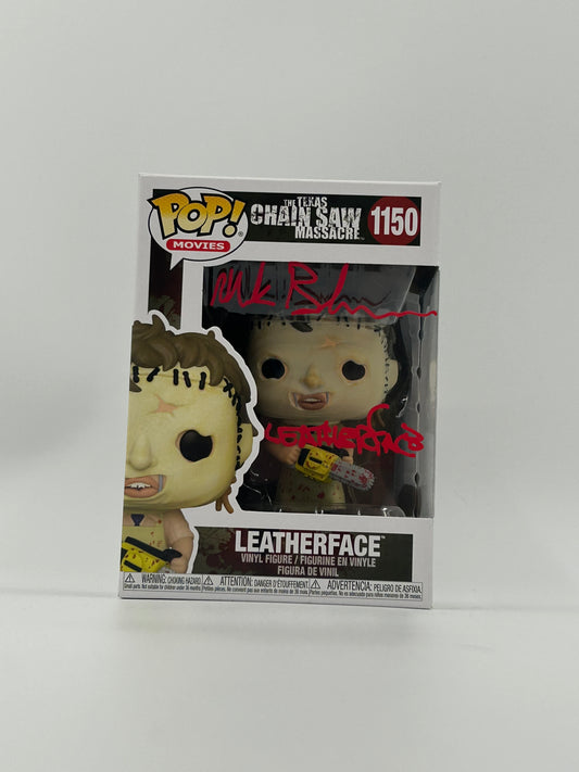 Mark Burnham Signed And Inscribed "Leatherface" Leatherface "The Texas Chainsaw Massacre" #1150 Funko Pop! Vinyl Figure (JSA)