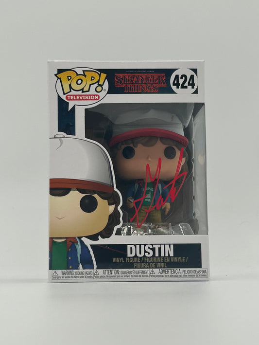 Gaten Matarazzo Signed Dustin "Stranger Things" #424 Funko Pop! Vinyl Figure (JSA)