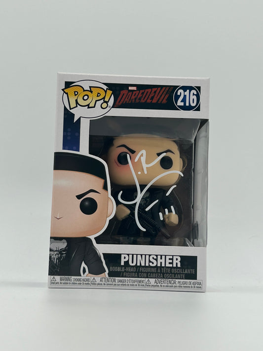 Jon Bernthal Signed With Drawing Punisher "Daredevil" #216 Funko Pop! Vinyl Figure (Beckett Witnessed)