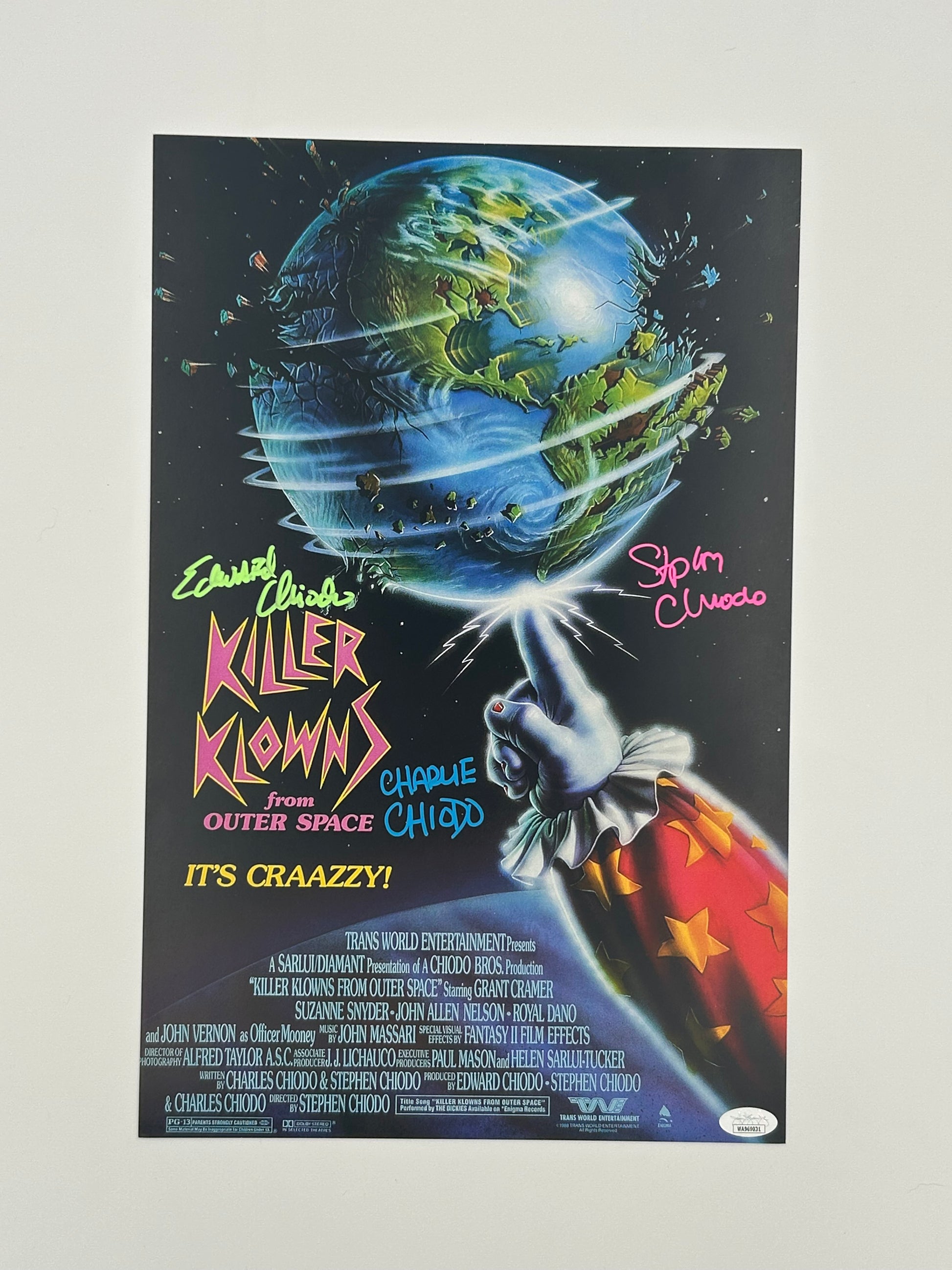 Photo of Chiodo Bros Signed "Killer Klowns From Outer Space" 11x17 Poster (JSA Witnessed) at InkedAuction.com.