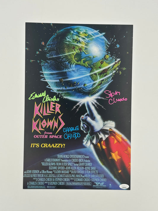 Chiodo Bros Signed "Killer Klowns From Outer Space" 11x17 Poster (JSA Witnessed)