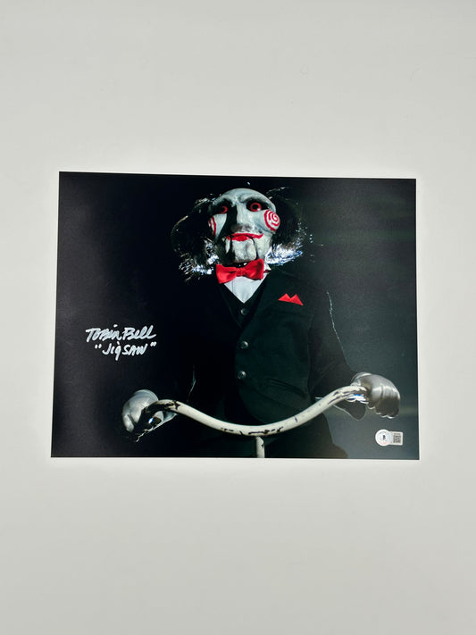 Tobin Bell Signed And Inscribed "Jigsaw" "SAW" 11x14 Photo (Beckett Witnessed)