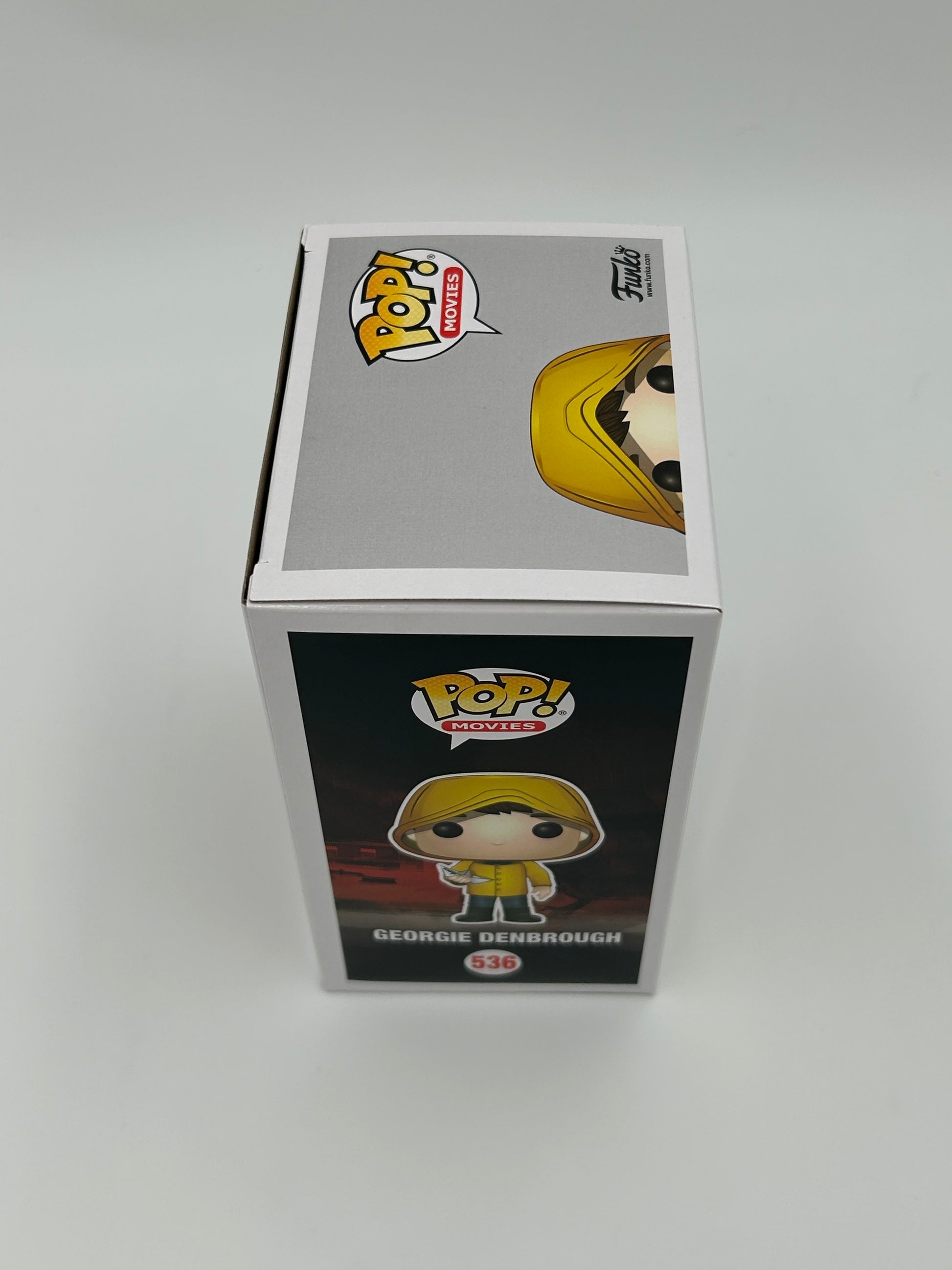Photo of Jackson Robert Scott Signed and Inscribed "You'll Float Too!" Georgie Denbrough "IT" #536 Funko Pop! Vinyl Figure (JSA) at InkedAuction.com.