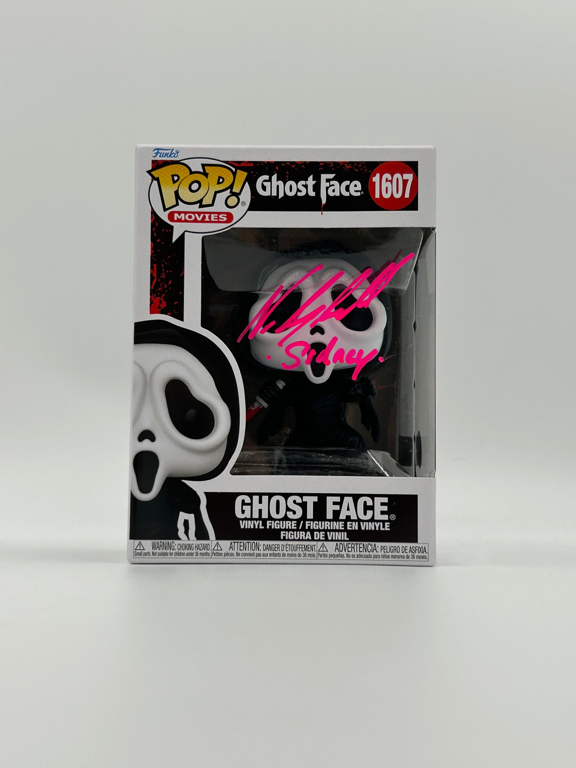 Photo of Neve Campbell Signed and Inscribed "Sidney" Ghost Face "Scream" #1607 Funko Pop! Vinyl Figure (Beckett Witnessed) at InkedAuction.com.