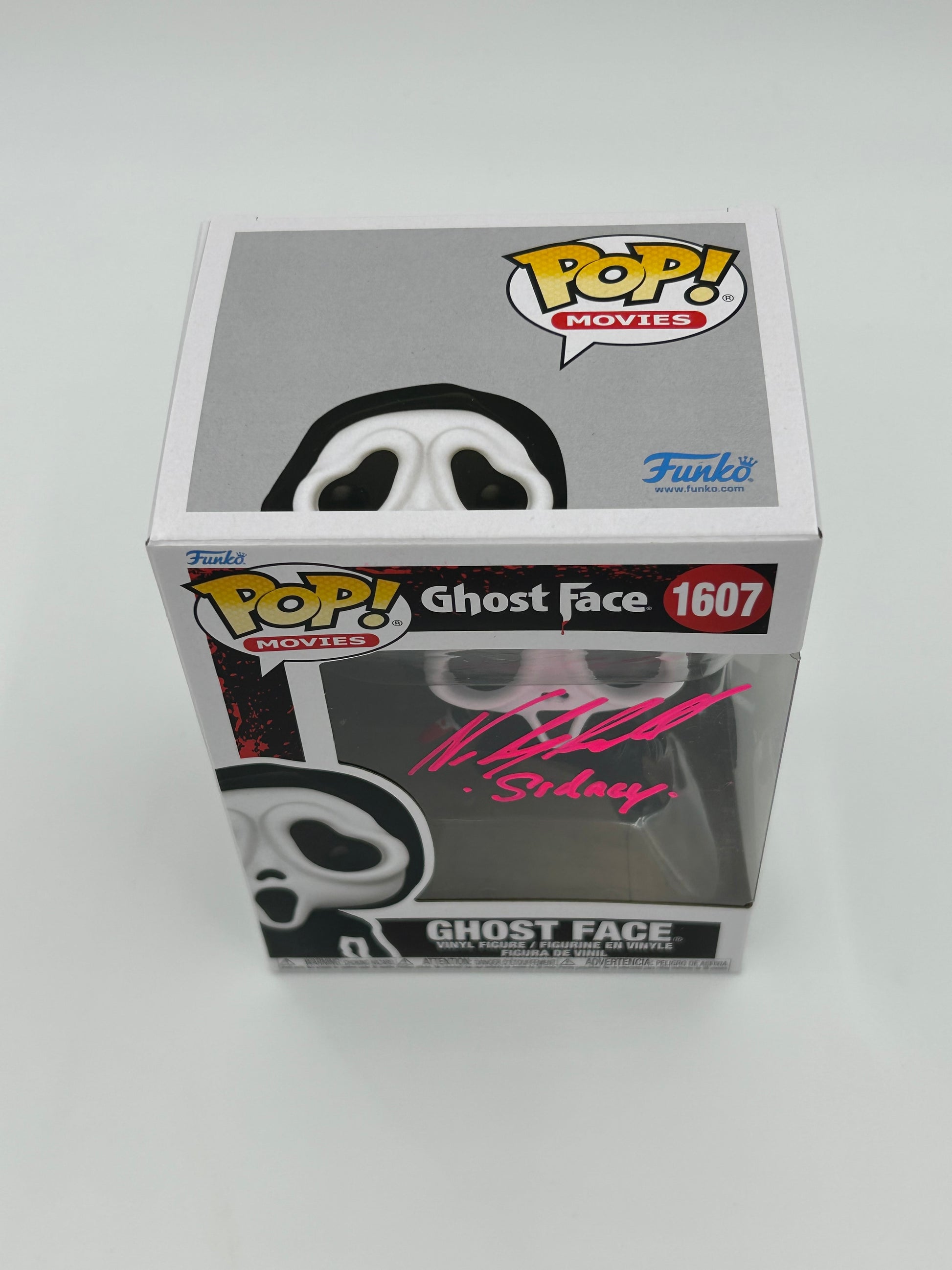 Photo of Neve Campbell Signed and Inscribed "Sidney" Ghost Face "Scream" #1607 Funko Pop! Vinyl Figure (Beckett Witnessed) at InkedAuction.com.