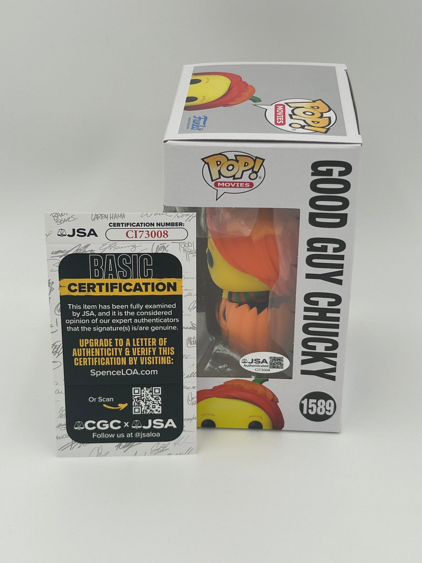 Alex Vincent Signed And Inscribed "Chucky Will Find Me!" Good Guy Chucky "CHUCKY" #1589 Funko Pop! Vinyl Figure (JSA)