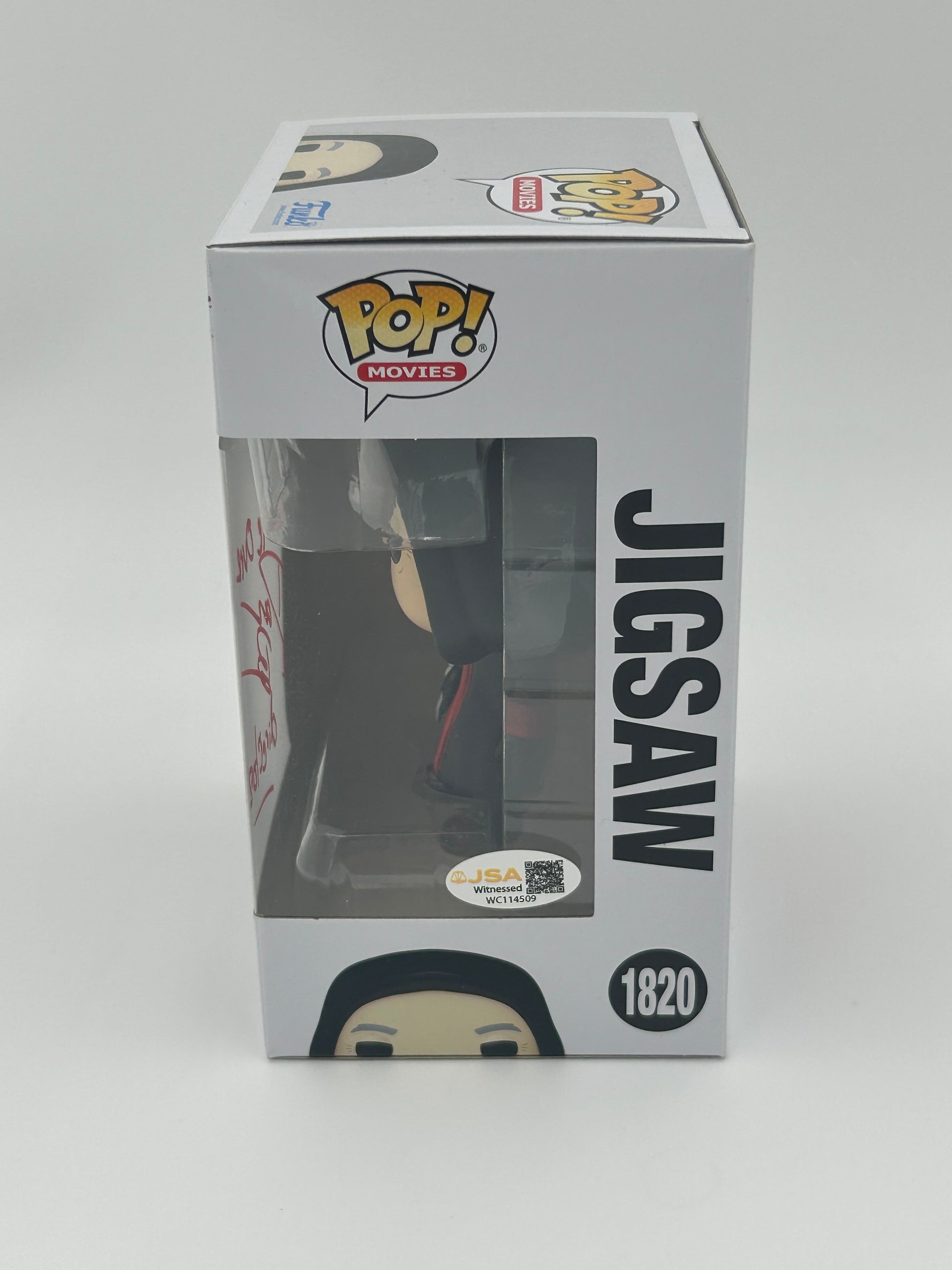 Photo of Darren Lynn Bousman Signed and Inscribed "Game Over" "Director" Jigsaw "SAW" #1820 Funko Pop! Vinyl Figure (JSA Witnessed) at InkedAuction.com.